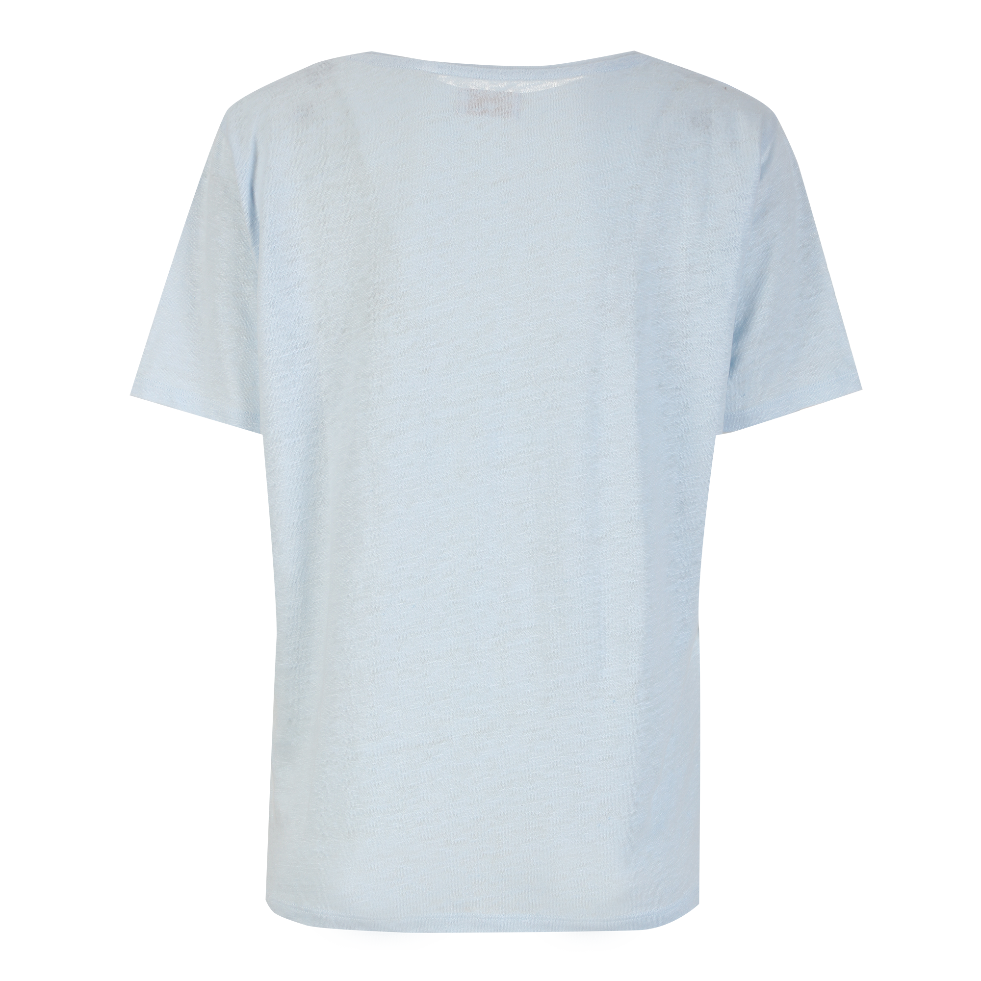 Tee-shirt manches courtes col rond en lin - Bleu clair