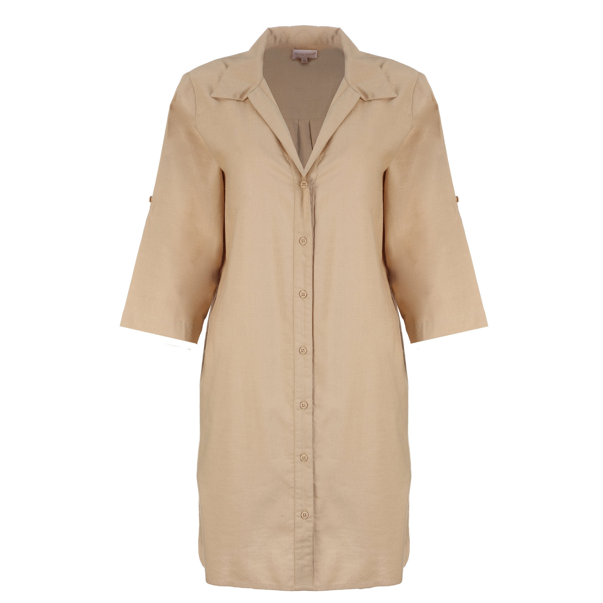 Robe chemise longue  - Beige