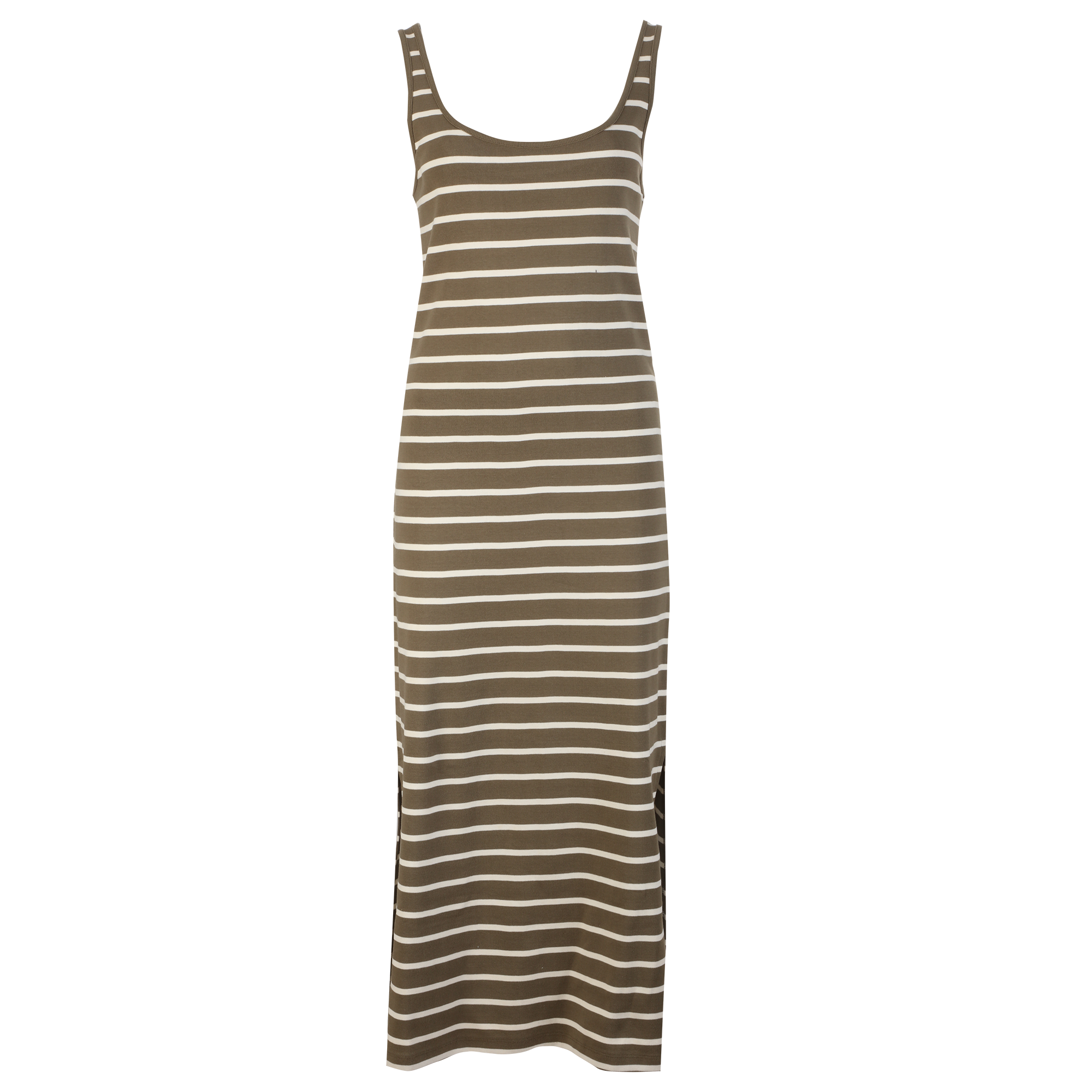 Robe longue rayée - Kaki