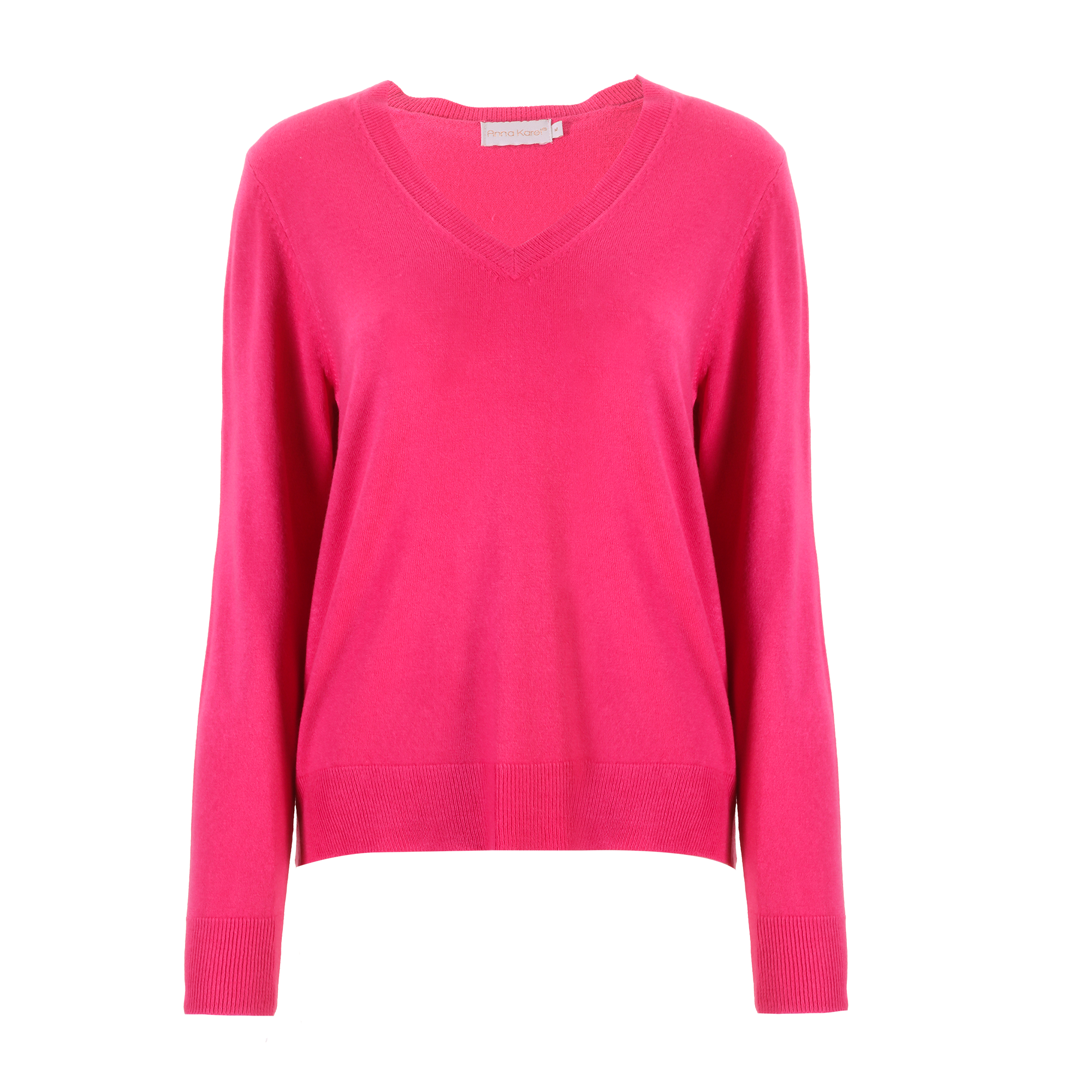 Pull col V touché cachemire - Rose