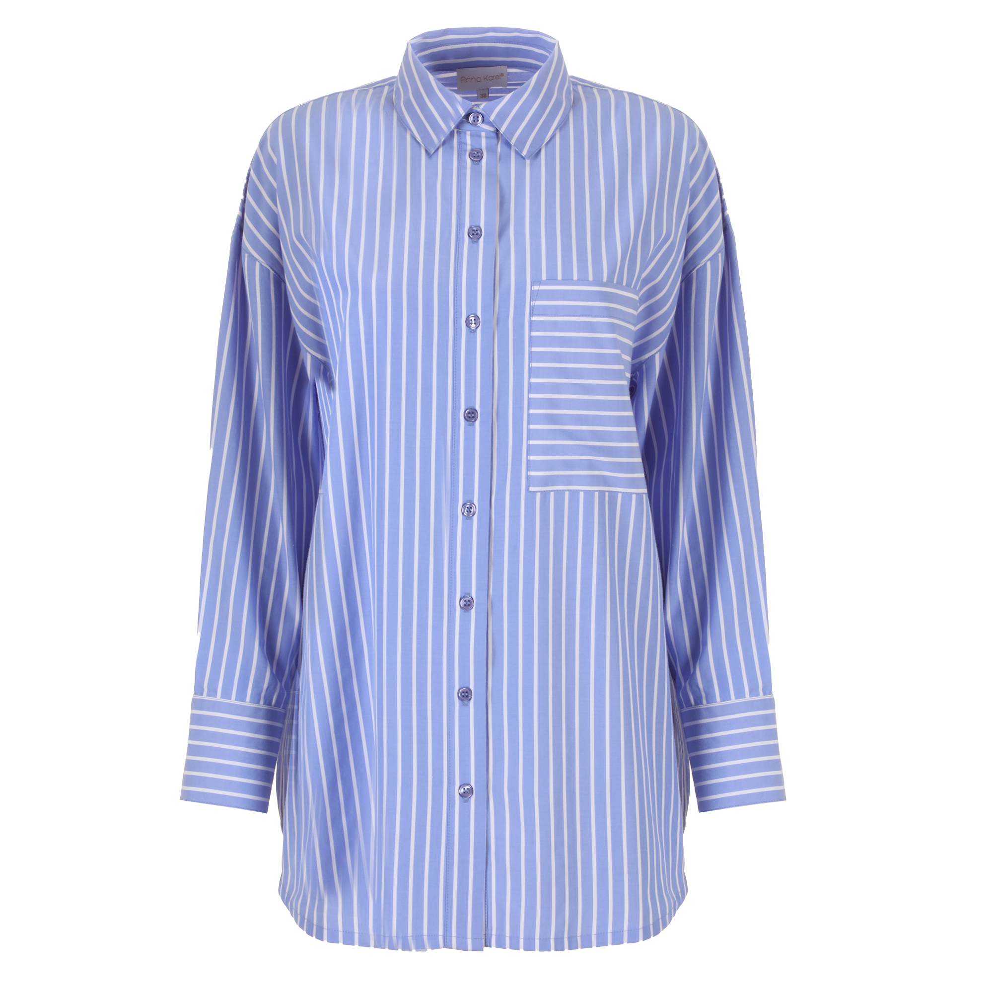 Chemise rayé en popeline - Bleu