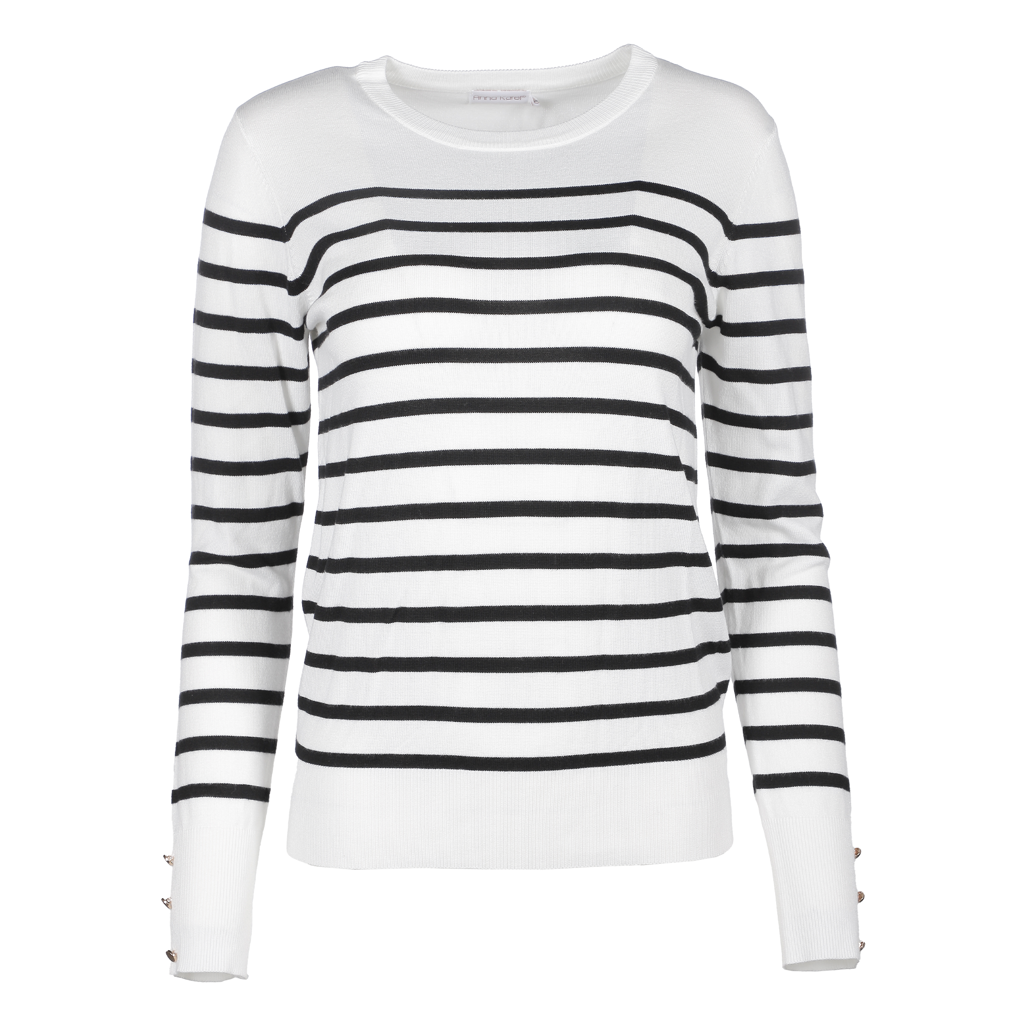 Pull marinière col rond  - Blanc
