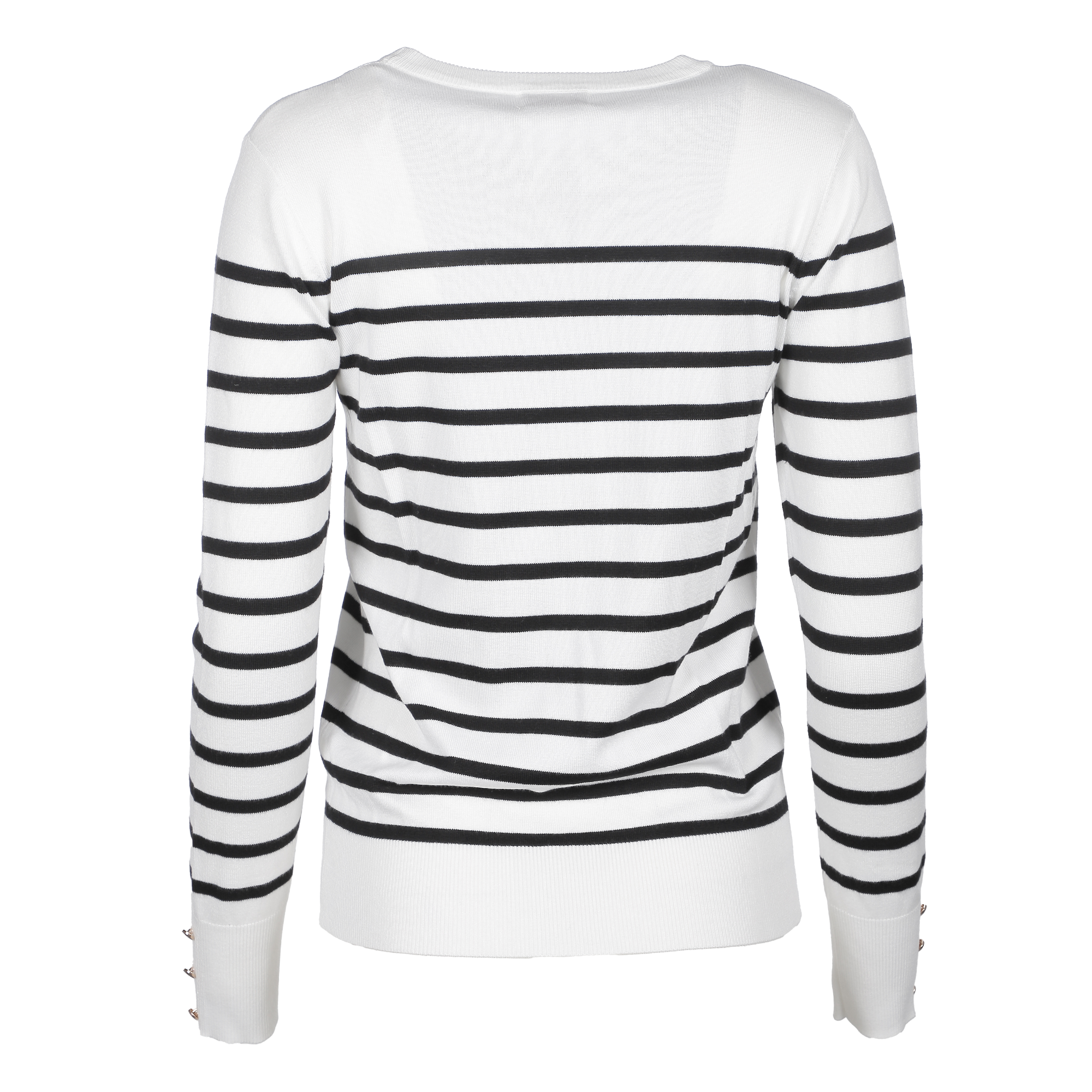 Pull marinière col rond  - Blanc