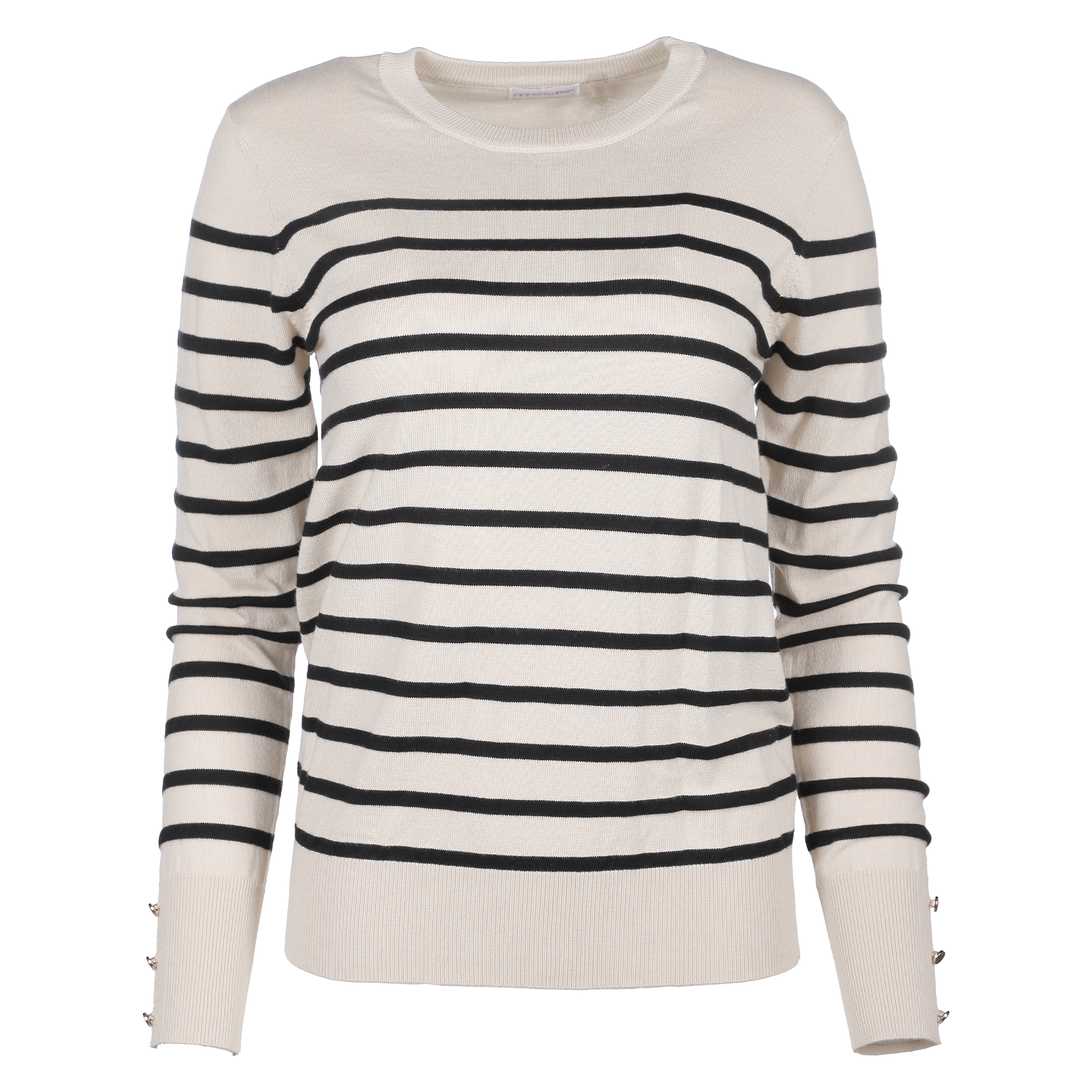 Pull marinière col rond  - Beige