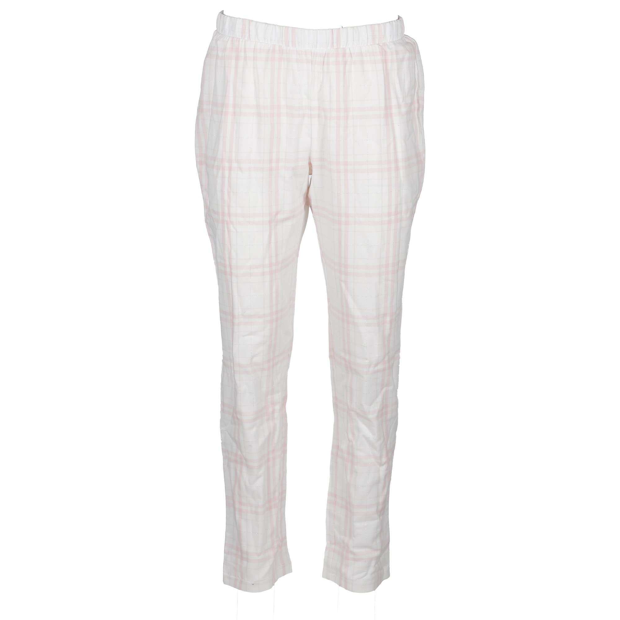 Pyjama long jersey à carreaux  - Blanc