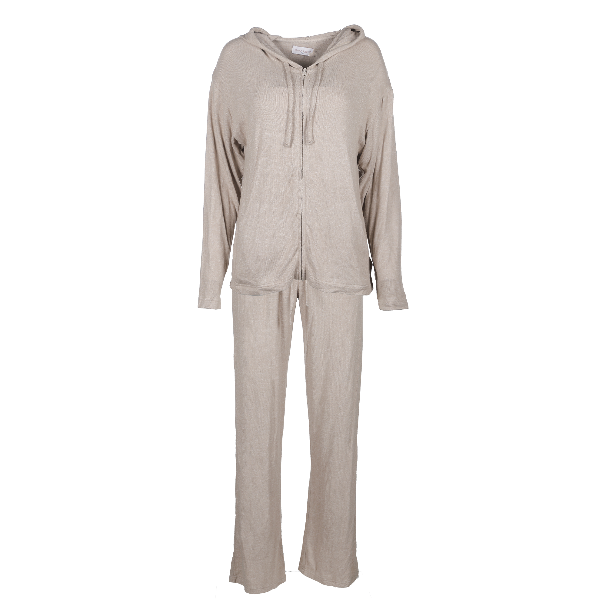 Ensemble haut avec capuche et bas évasé  - Beige