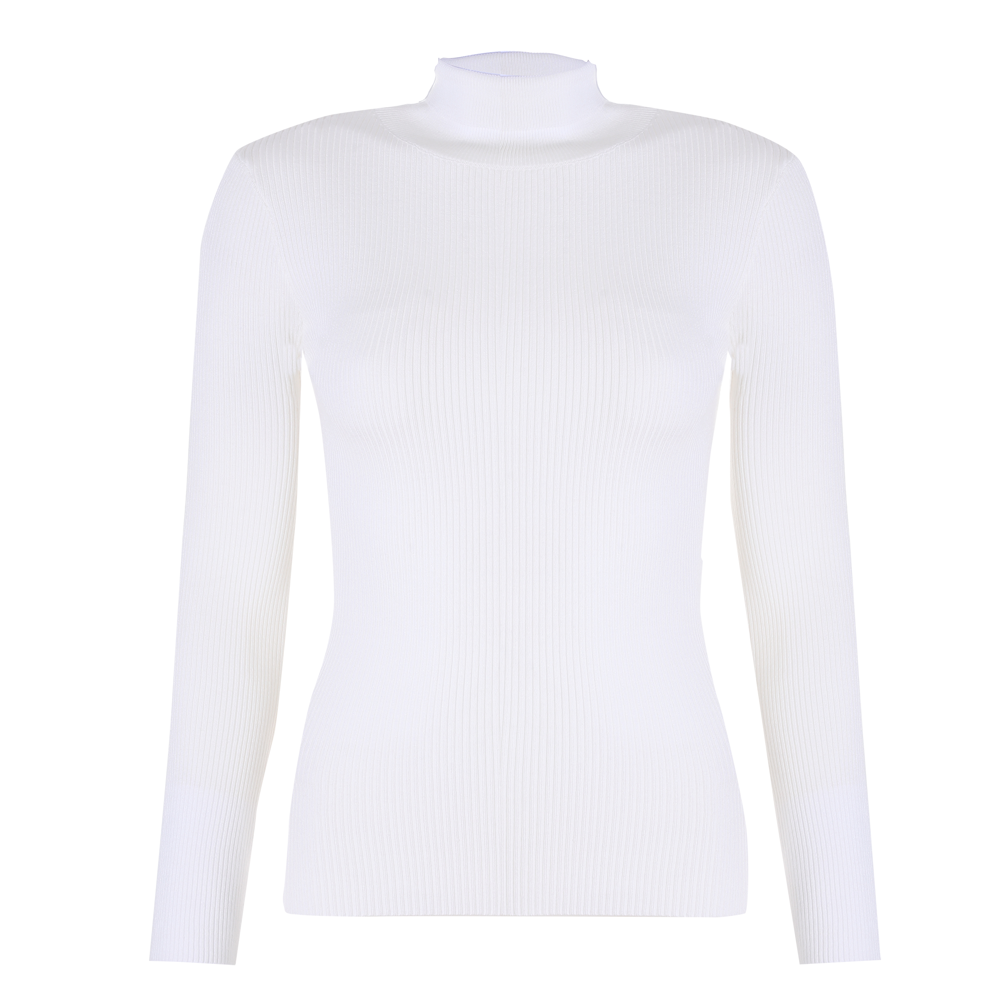 Tee-shirt manches longues col montant - Blanc