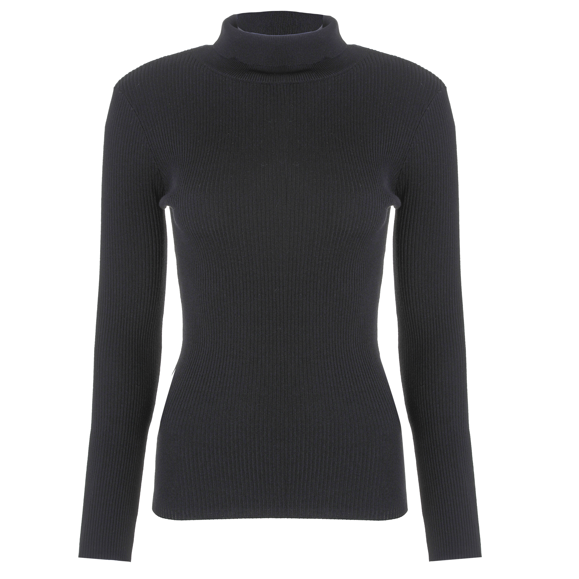 Tee-shirt manches longues col montant - Noir