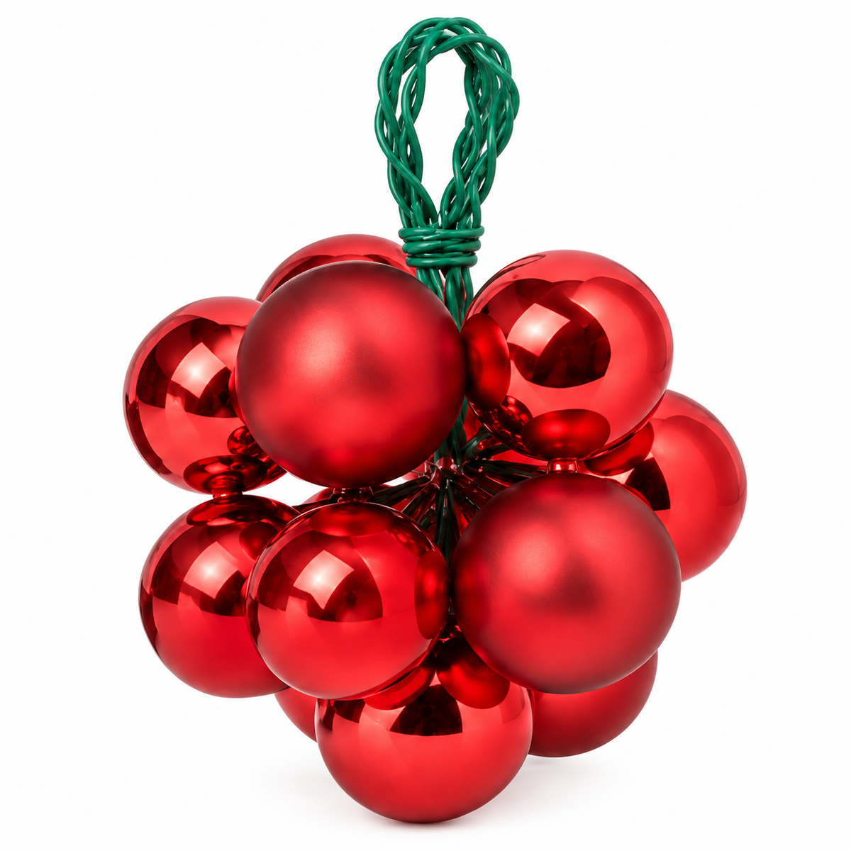 Boule de Noël rouge sur tige de 25 mm