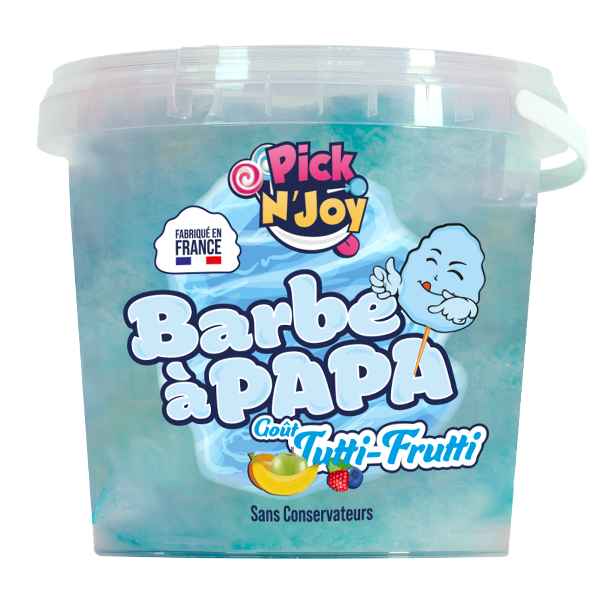 Seau barbe à papa goût tutti frutti