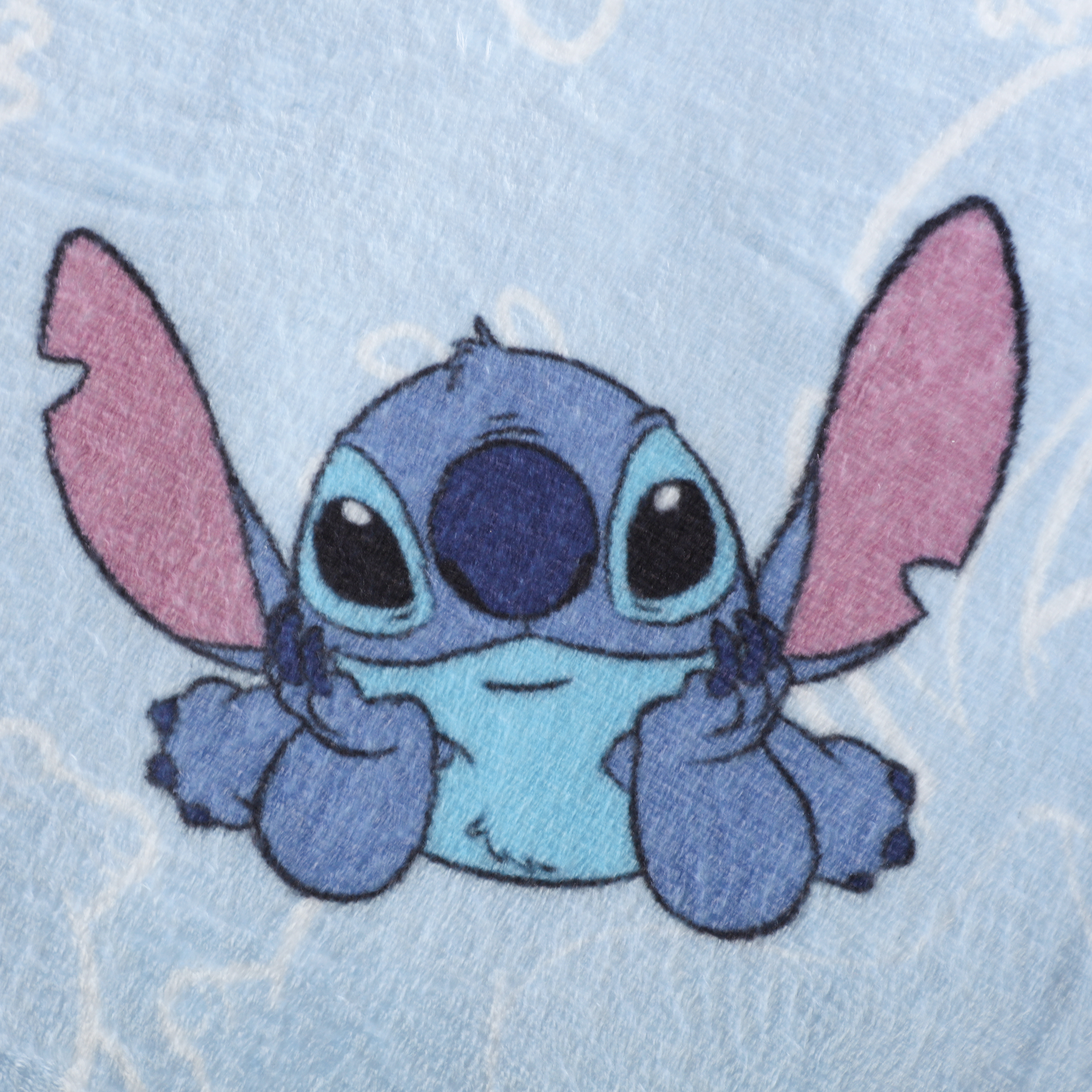 Ensemble coussin + plaid 100x140cm Stitch - Bleu clair