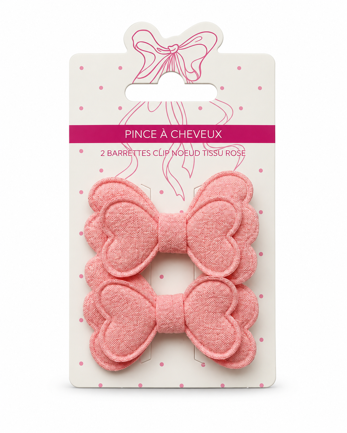 Lot de 2 barrettes clips nœud rose