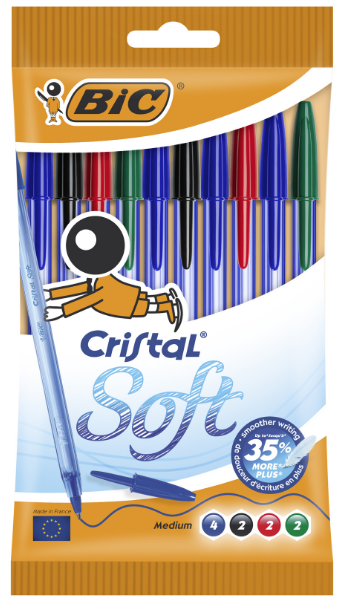 Assortiment de 10 stylos bille Crystal Soft