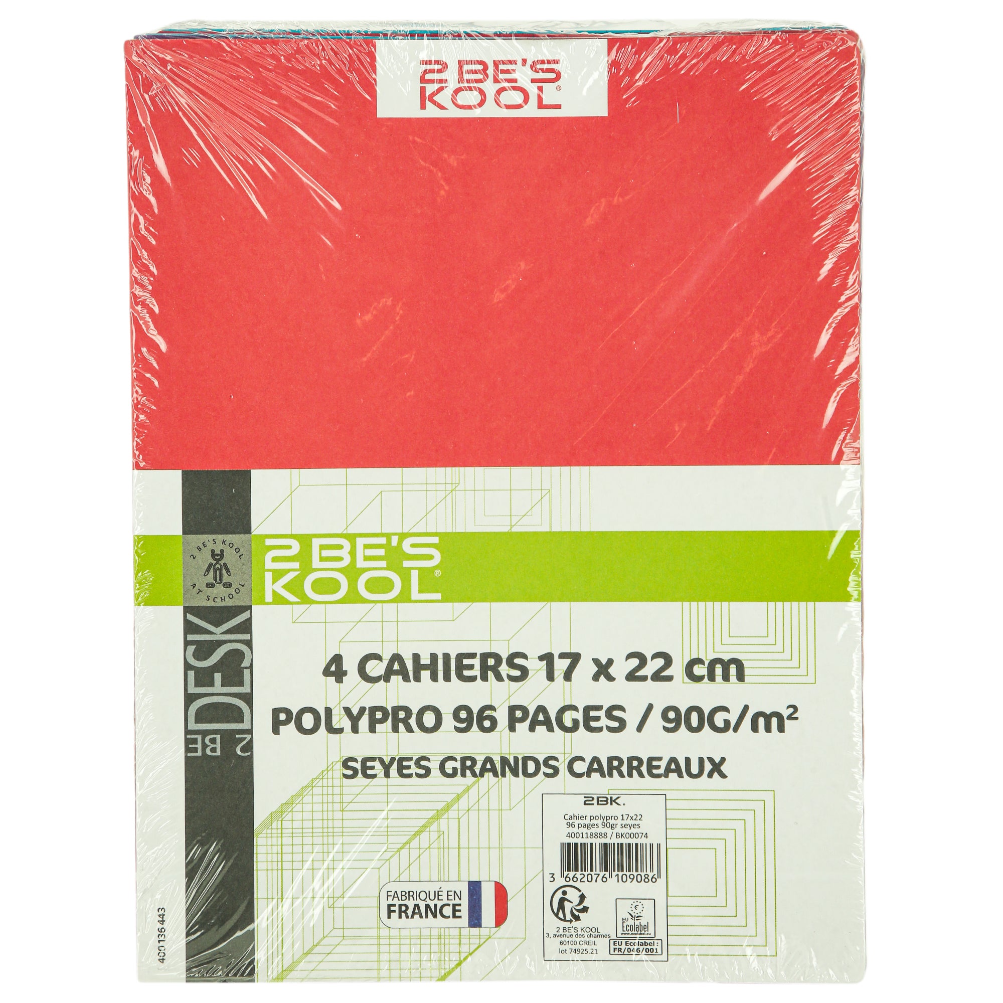 Lot de 4 cahiers 17X22cm 96 pages
