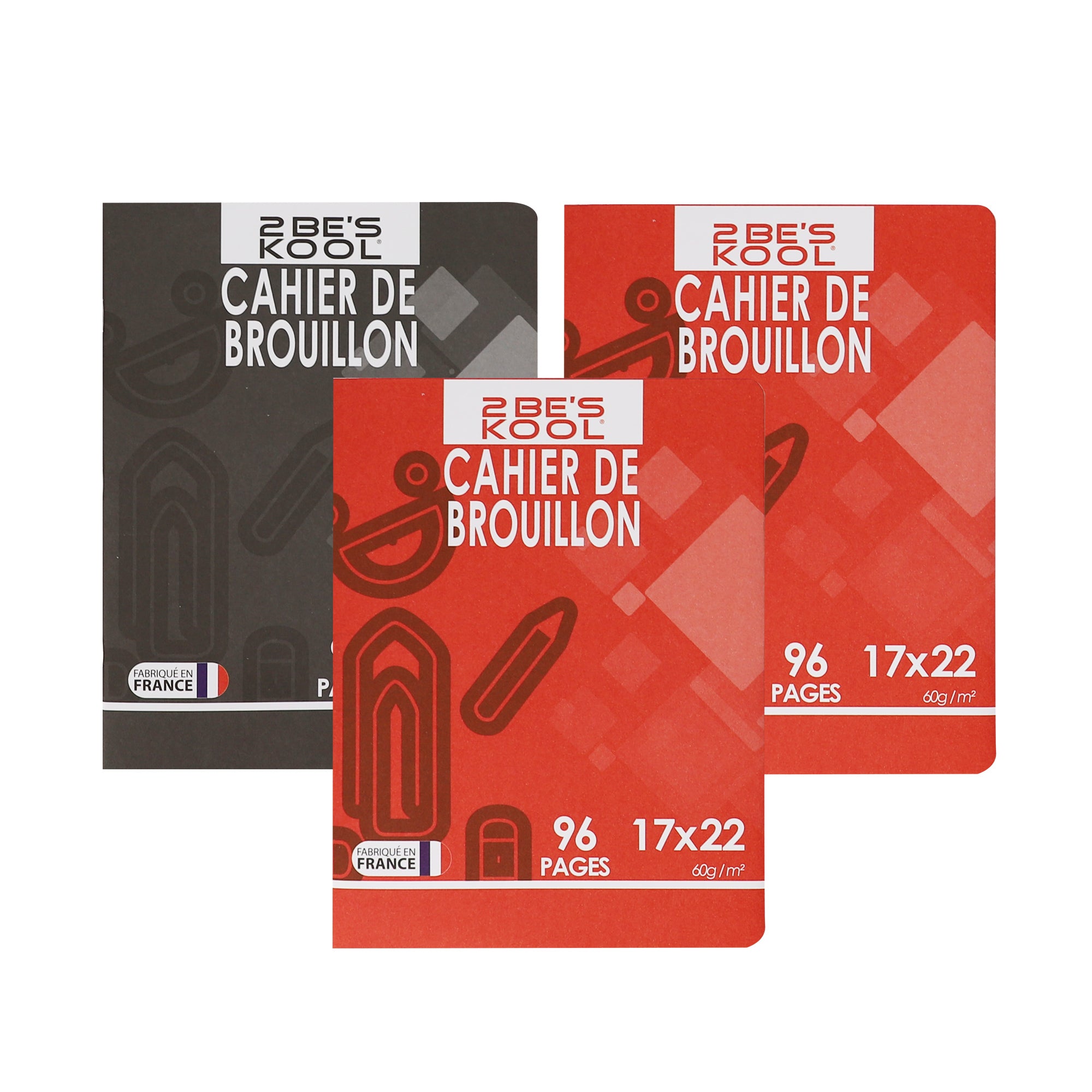 3 cahiers de brouillon  17x22cm 96 pages