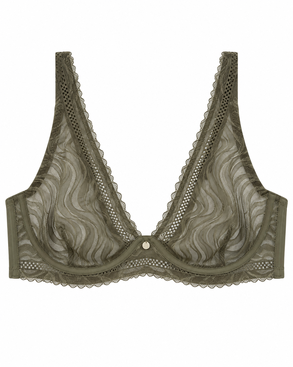 Soutien-gorge foulard en dentelle zébrée kaki Bella Diva