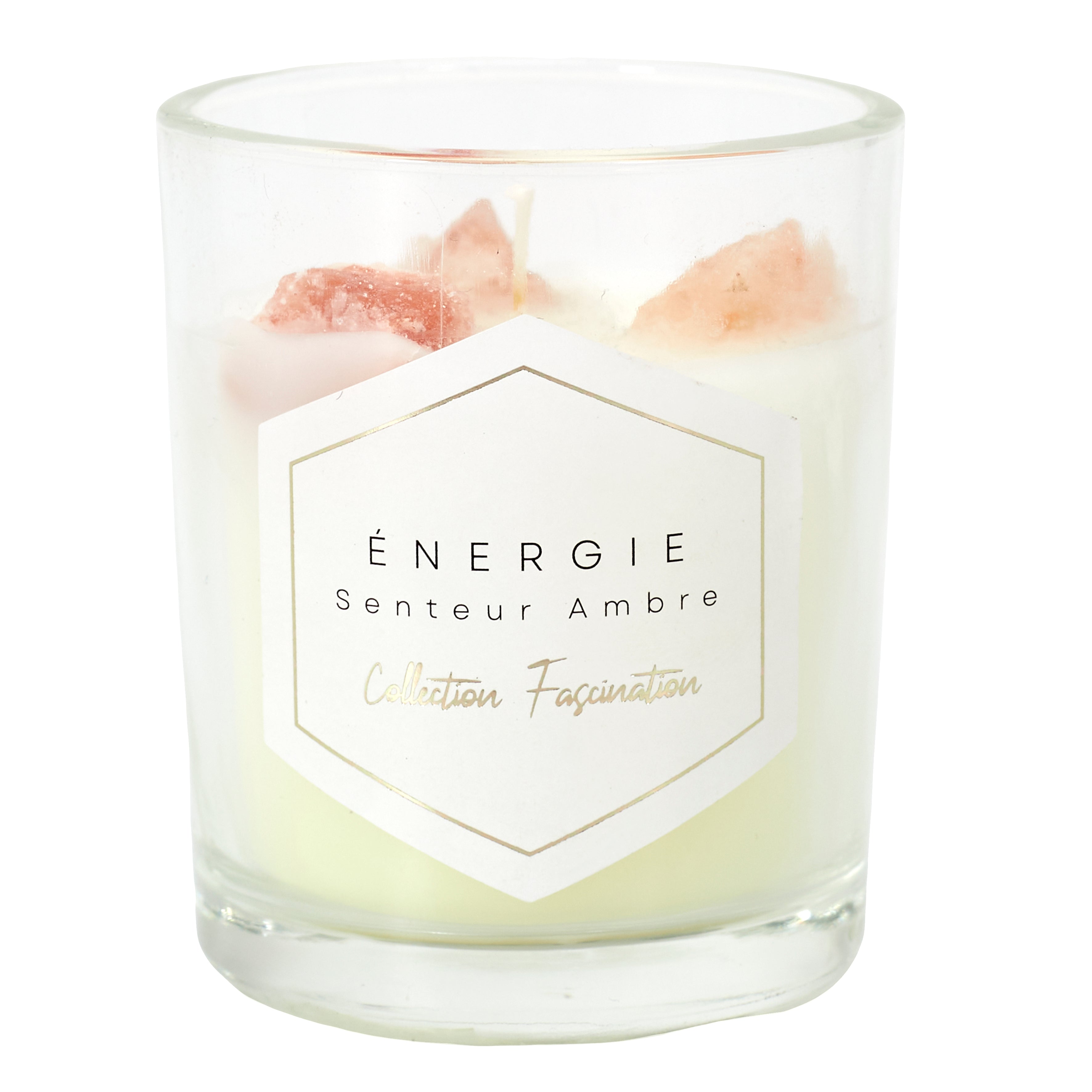 Bougie parfumée avec pierres décoratives