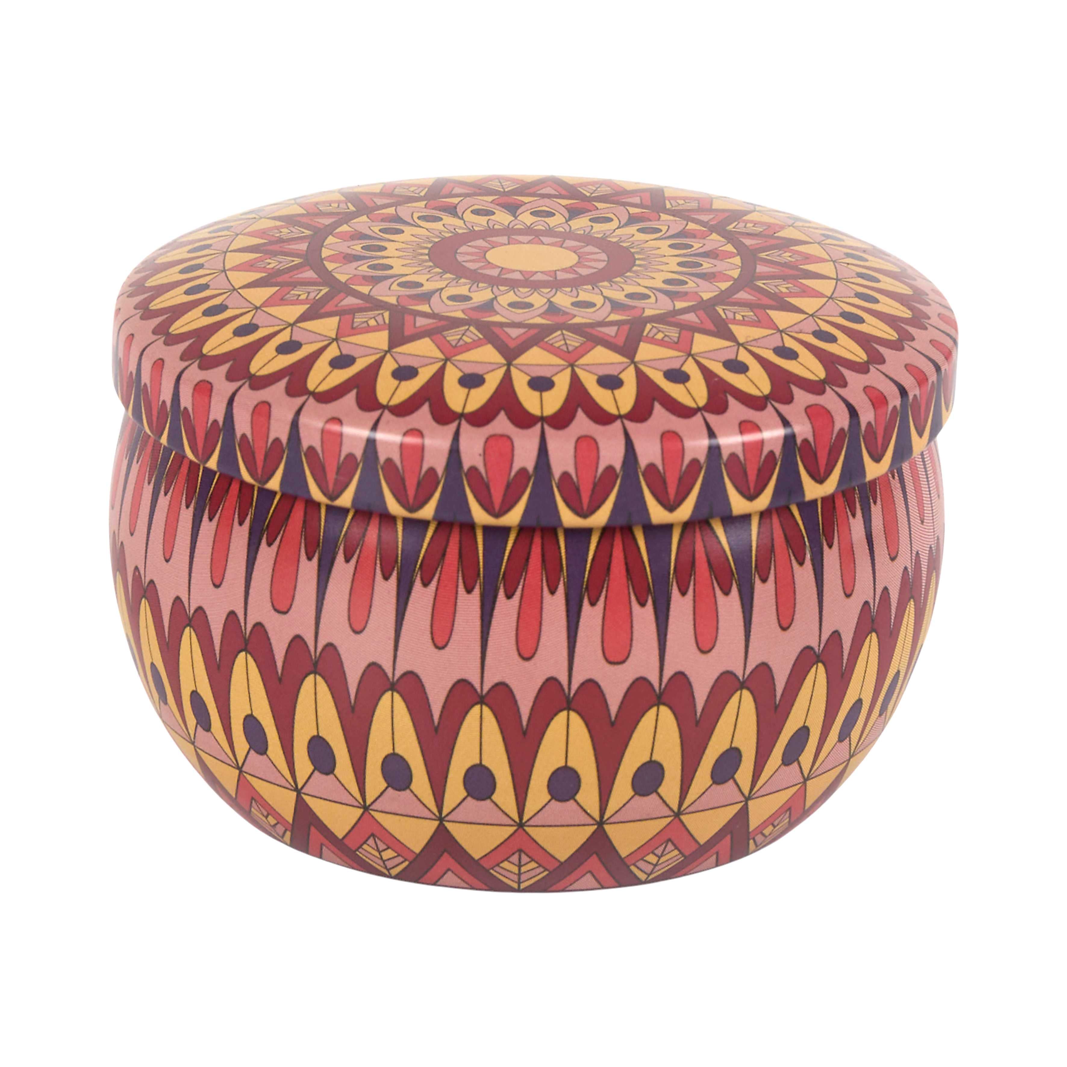 Bougie ronde en métal mandala