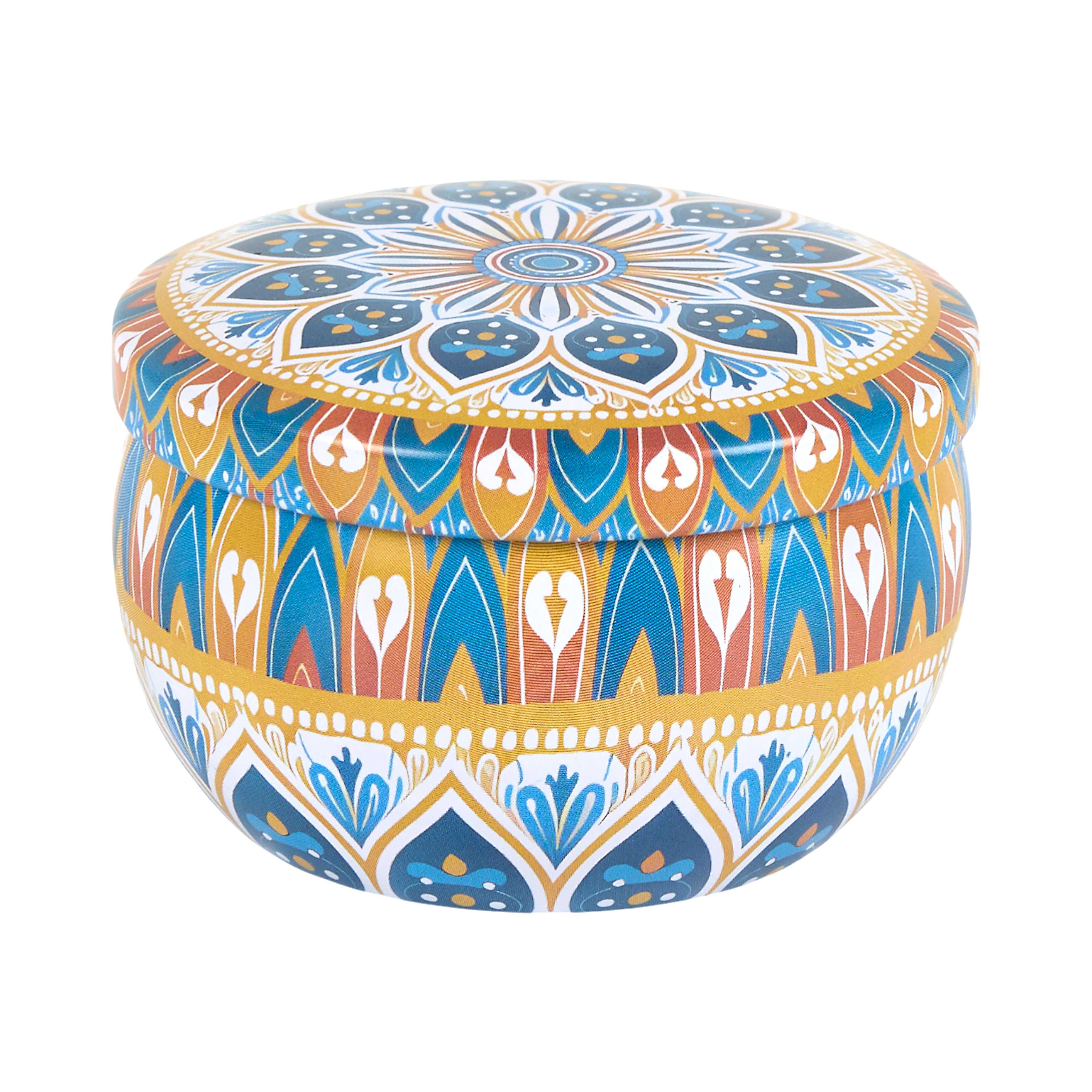 Bougie ronde en métal mandala