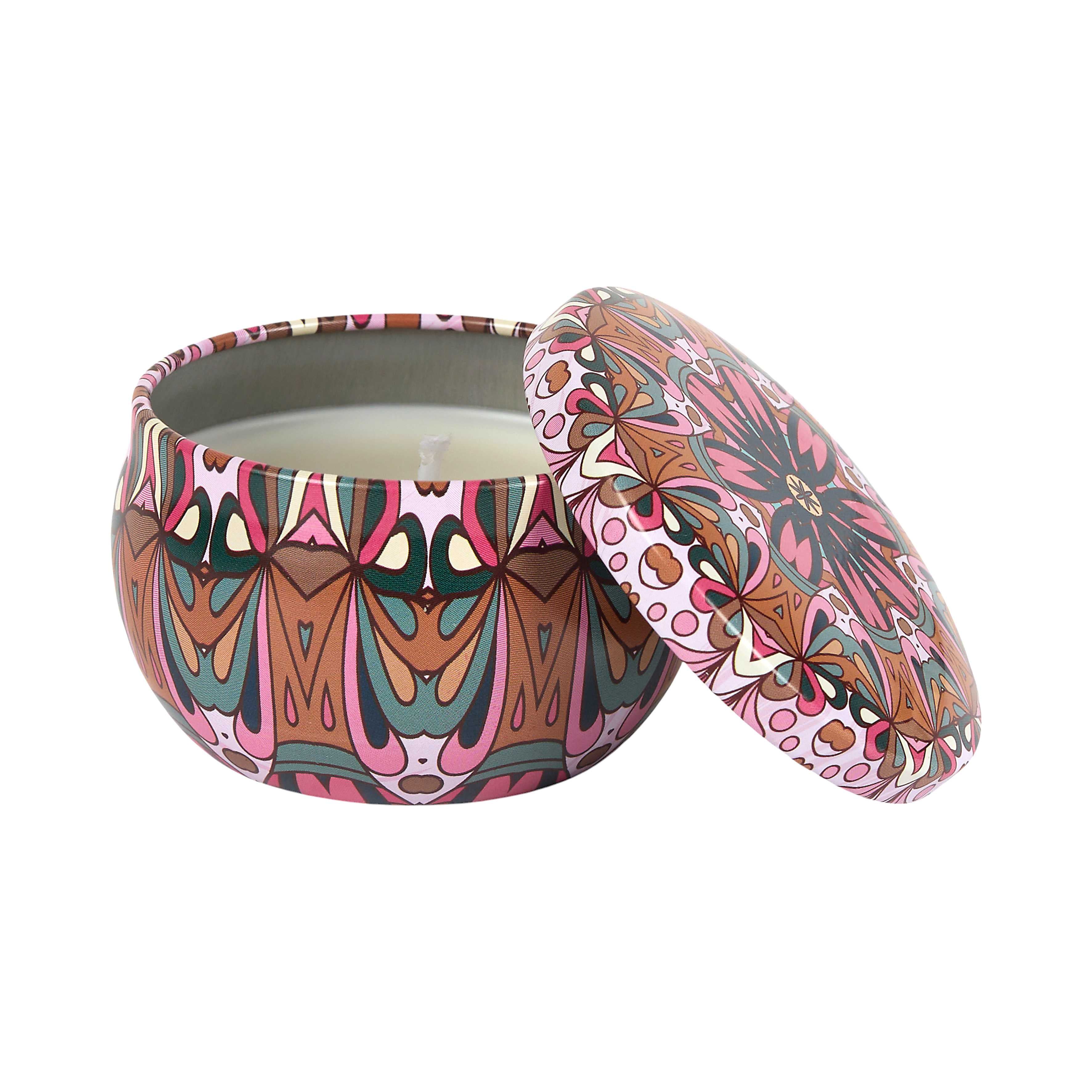 Bougie ronde en métal mandala