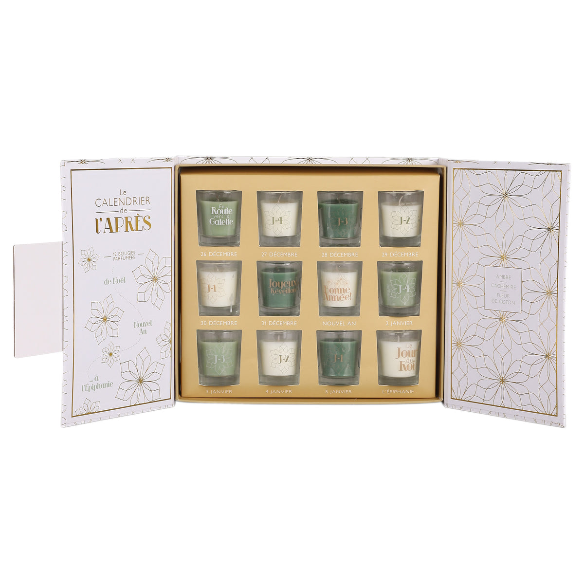Calendrier de l’après, décor flocon – 12 bougies