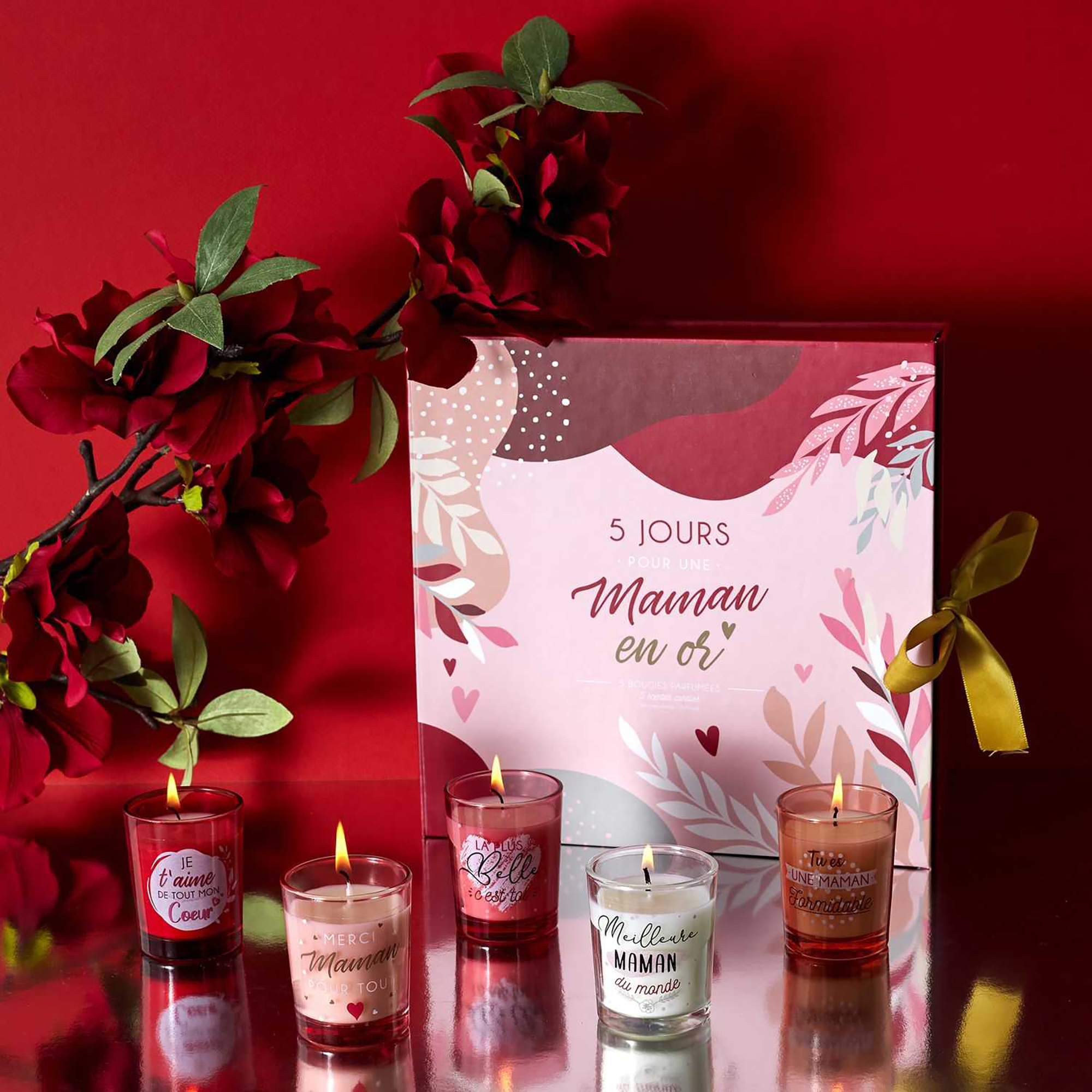 Calendrier 5 jours pour une maman en or -bougies parfumées