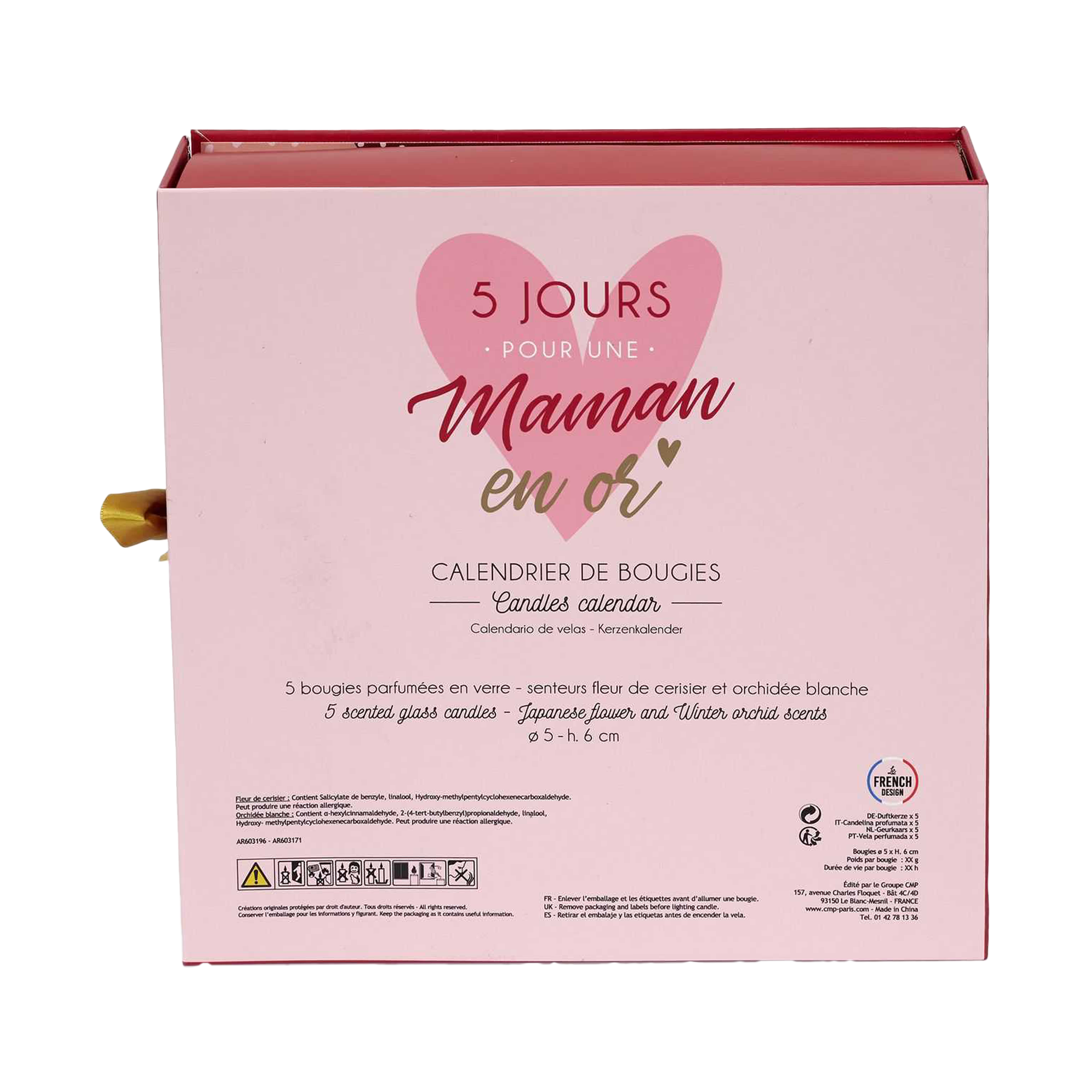 Calendrier 5 jours pour une maman en or -bougies parfumées