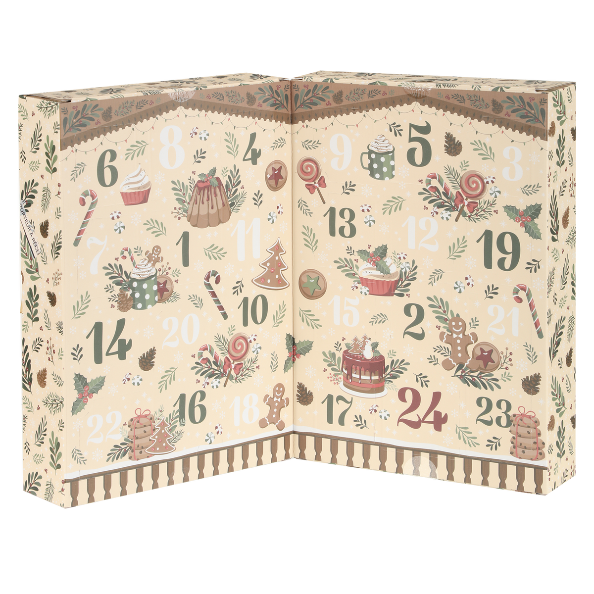 Calendrier de l’Avent, décor naturel – 24 bougies, 30,5 × 21,4 × H. 12 cm