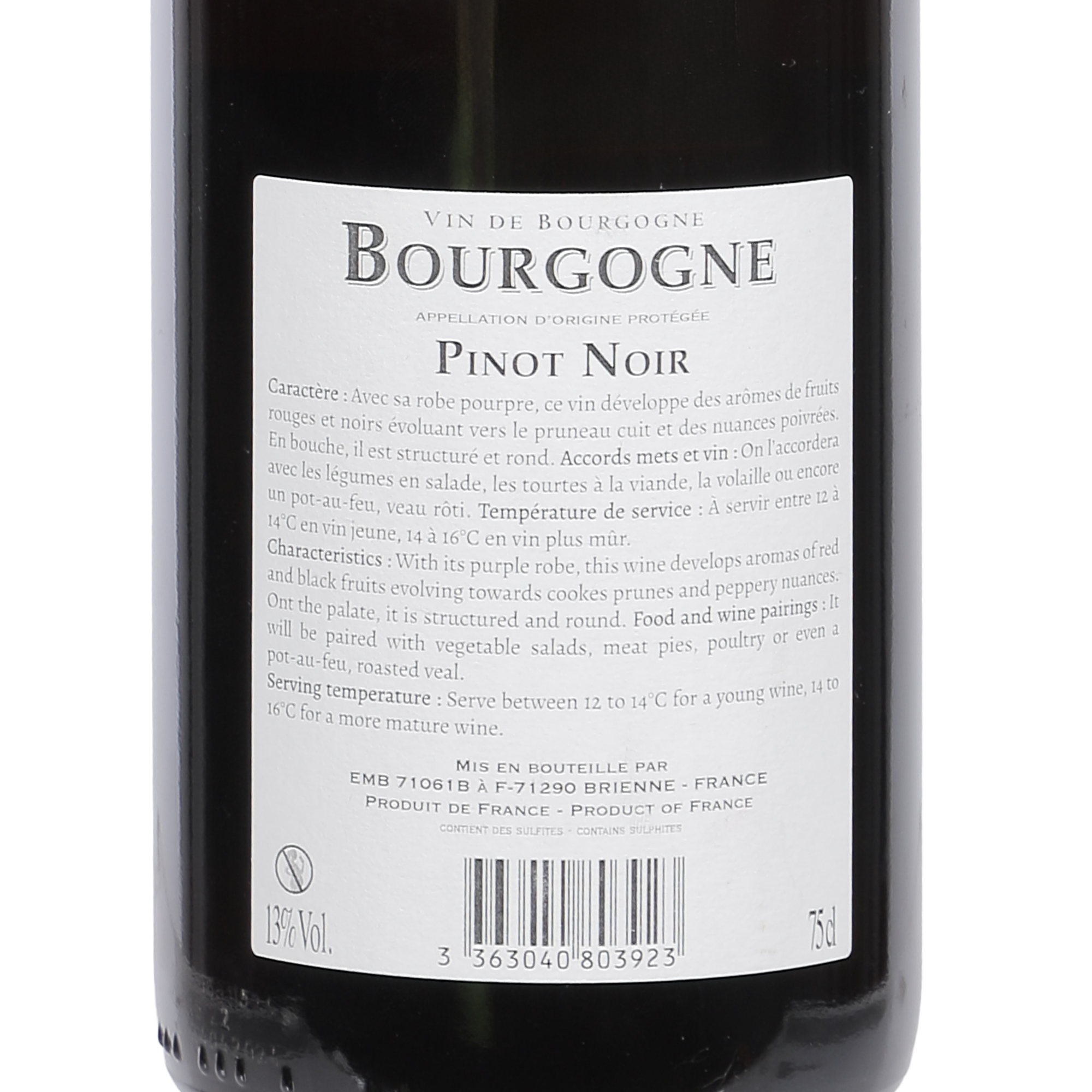 Pinot noir Bourgogne AOP 2023