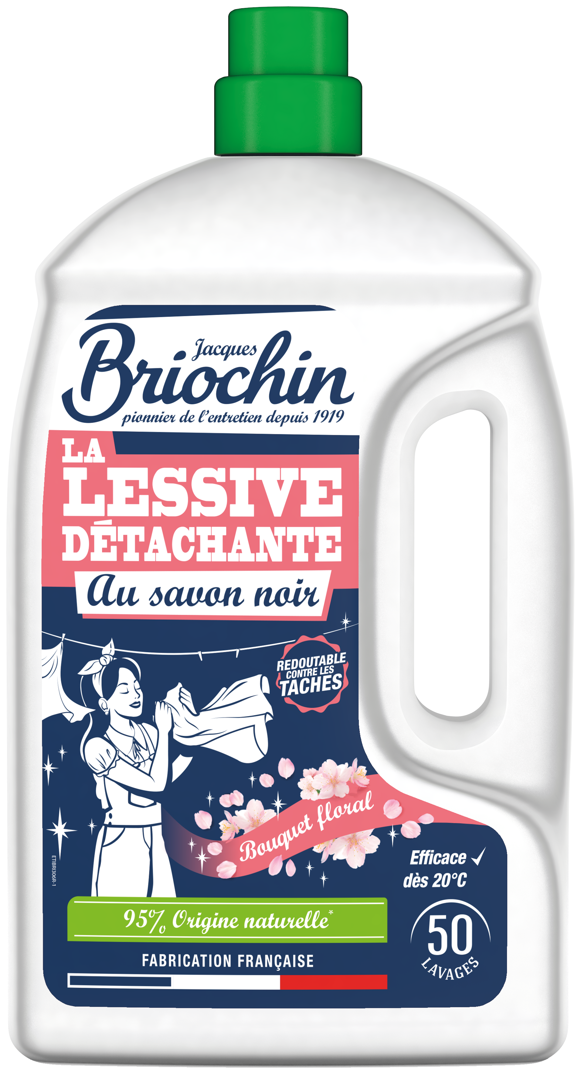 50 doses de lessive liquide au savon noir parfum floral