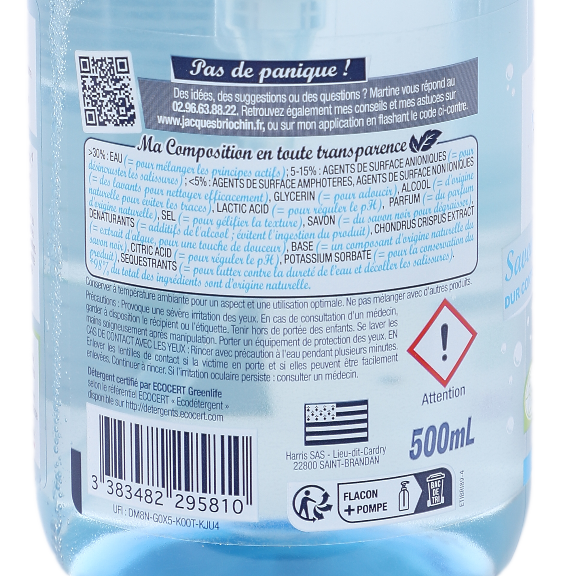 Liquide vaisselle mains au savon noir et algues marines