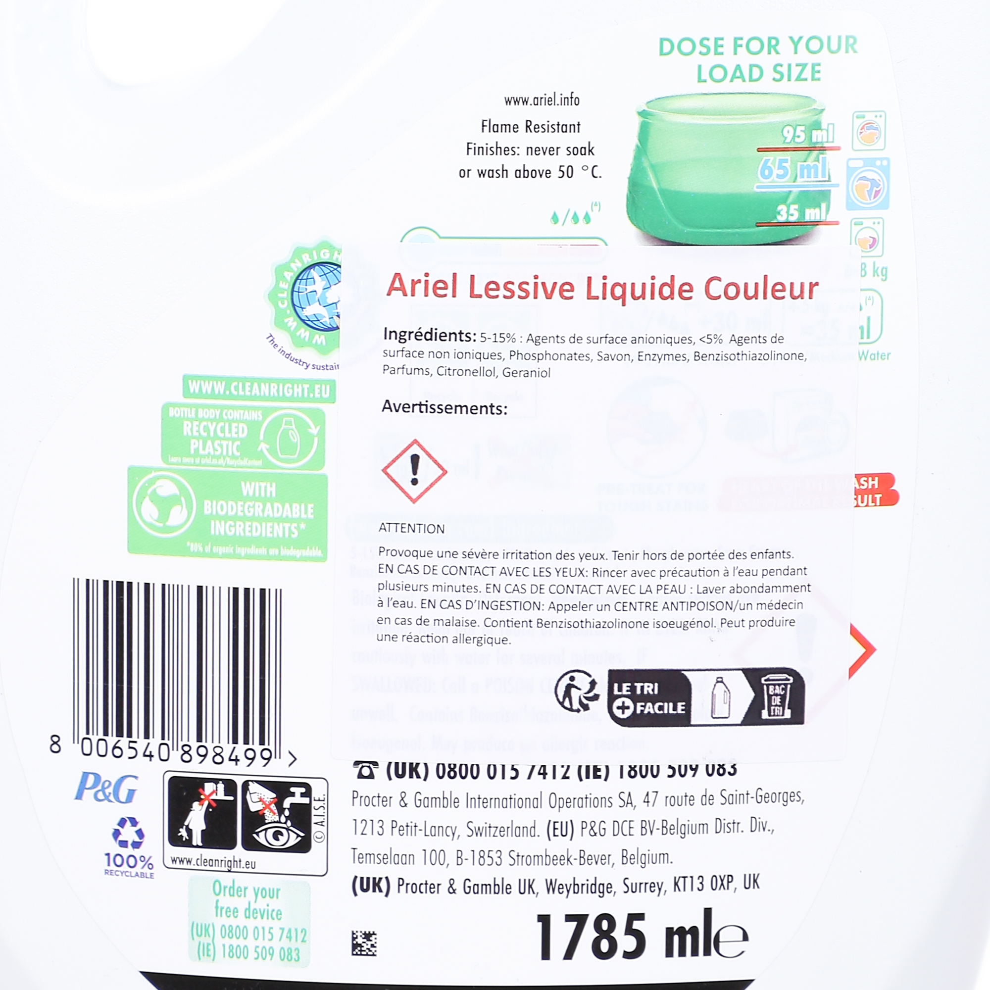 51 doses de lessive liquide Couleurs