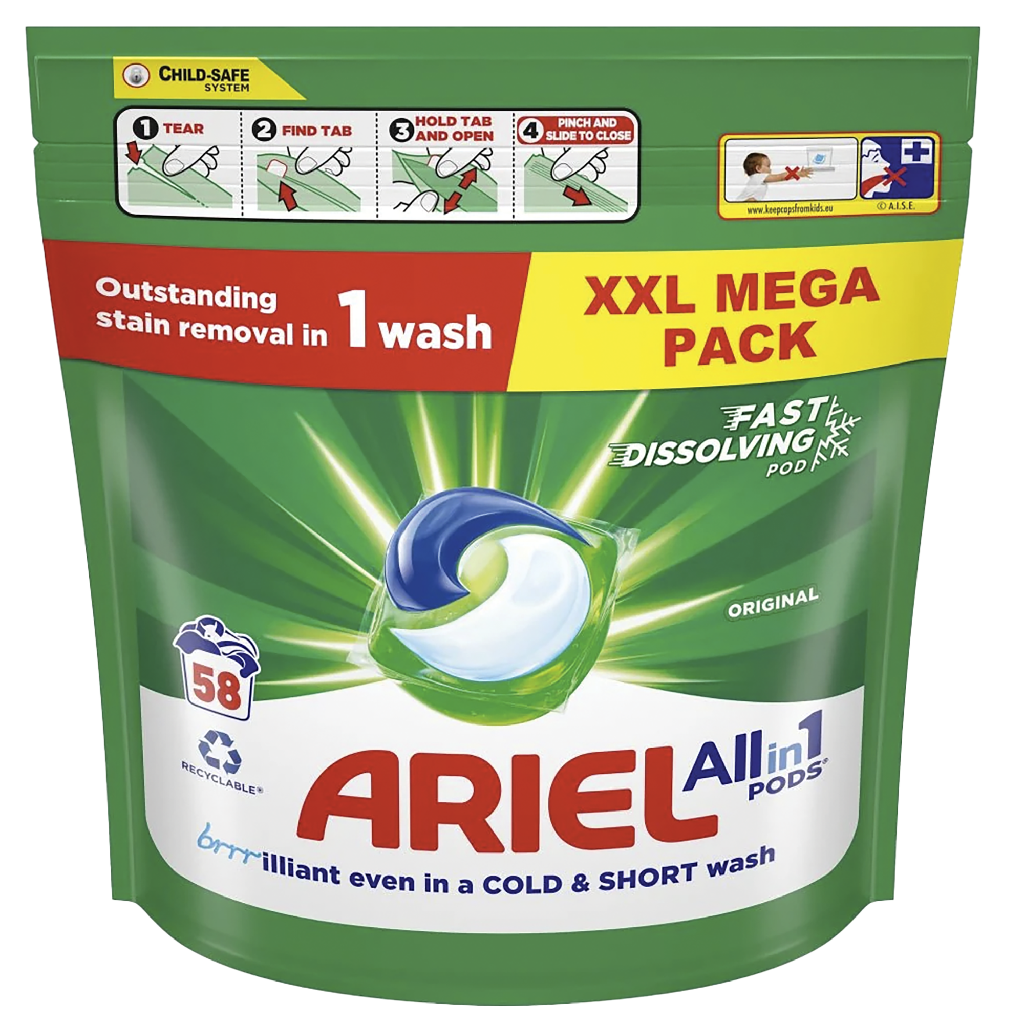 58 capsules de lessive tout en 1 original