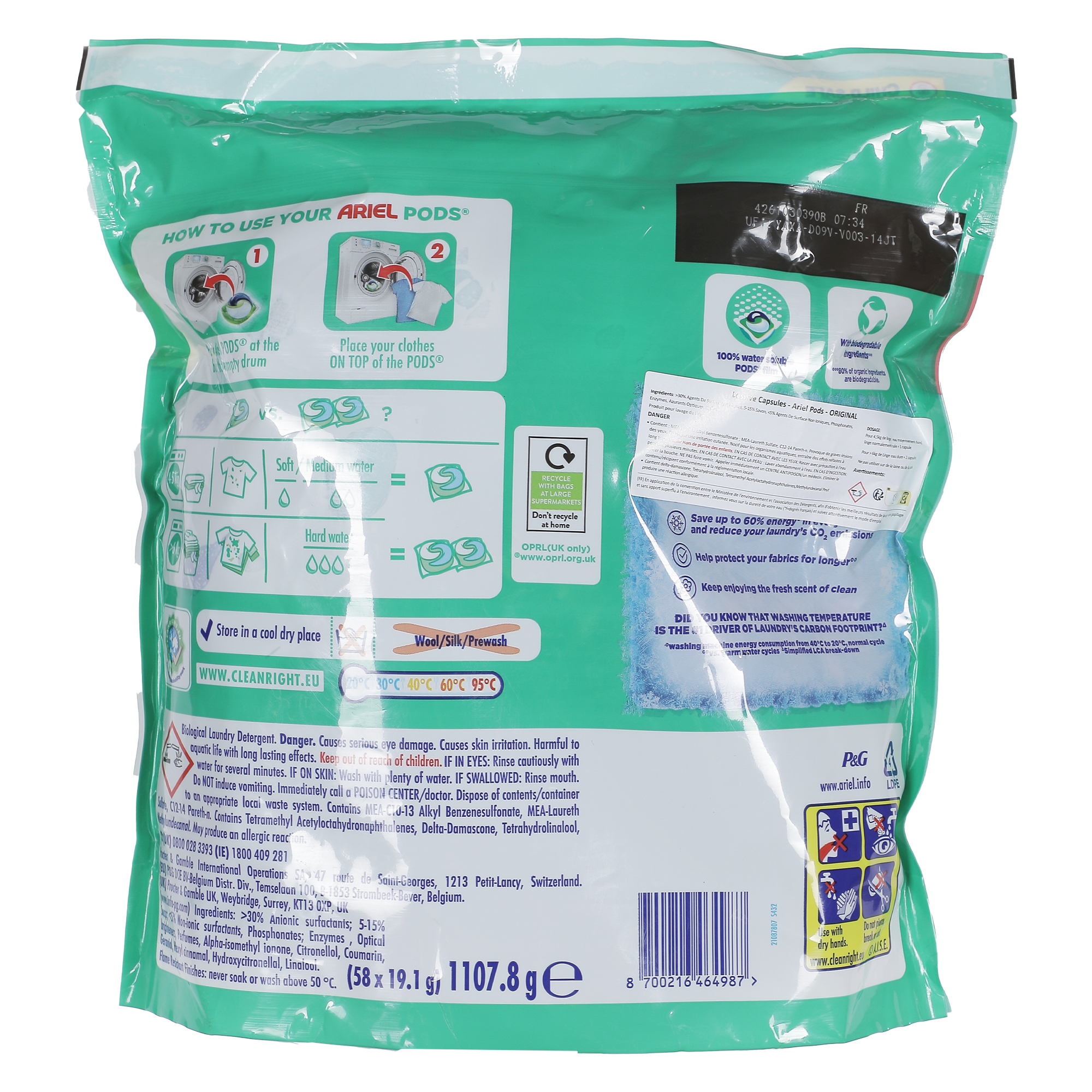 58 capsules de lessive tout en 1 original