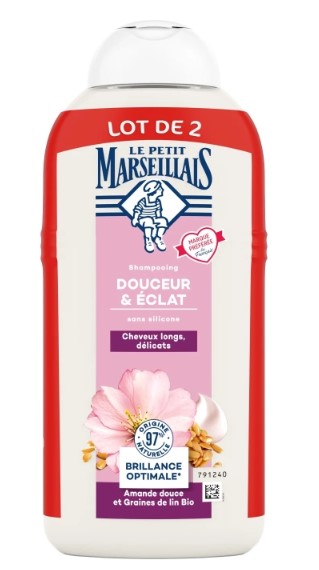 Lot de 2 shampoings douceur et éclat amande et graine de lin