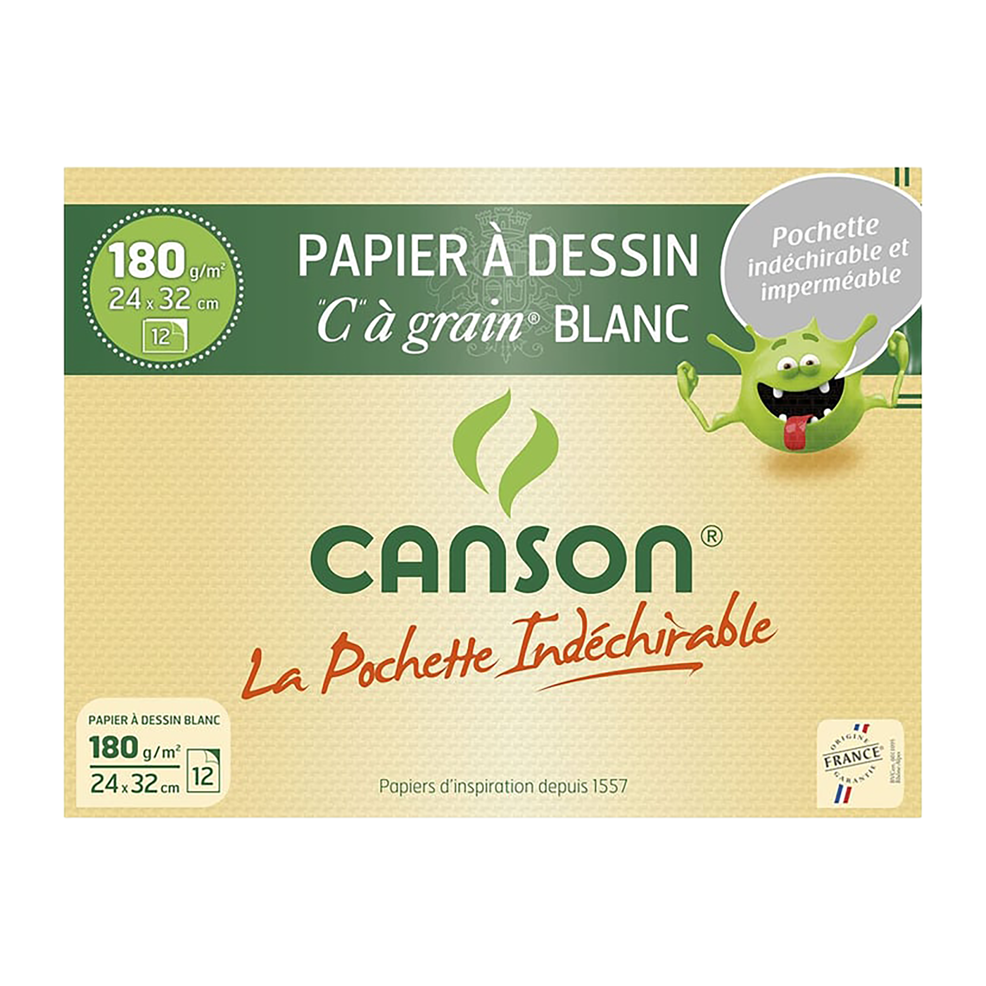 12 feuilles de papier à dessin blanches indéchirables 24x32cm