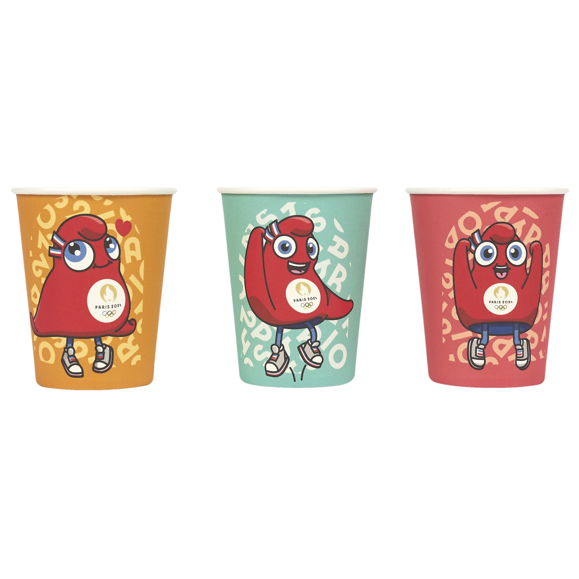 6 gobelets en carton Mascotte Paris 2024
