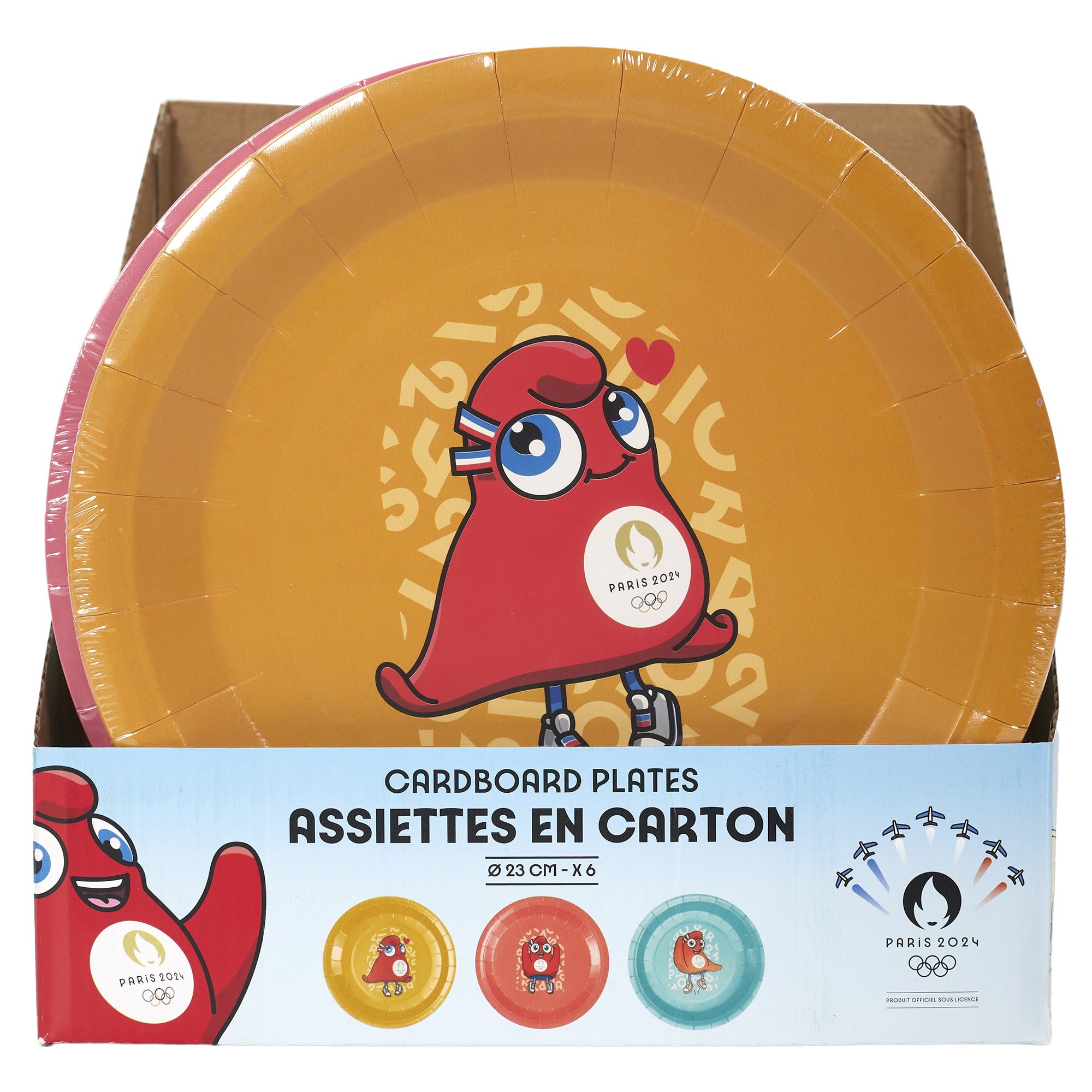 6 assiettes en carton Mascotte Paris 2024