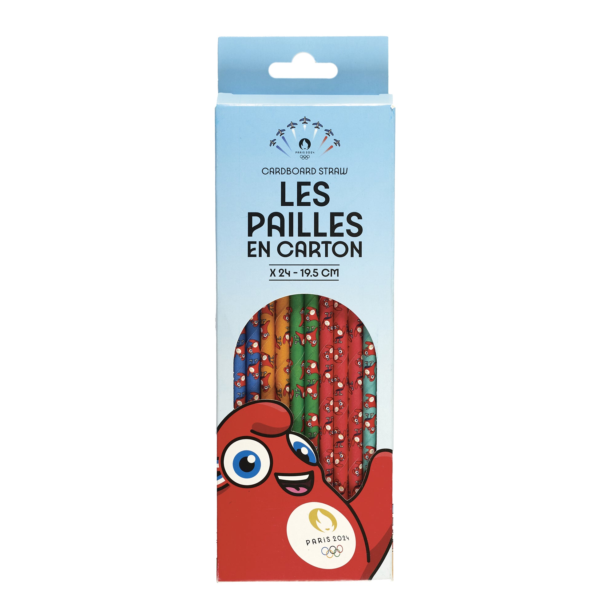 24 pailles en carton Mascotte Paris 2024