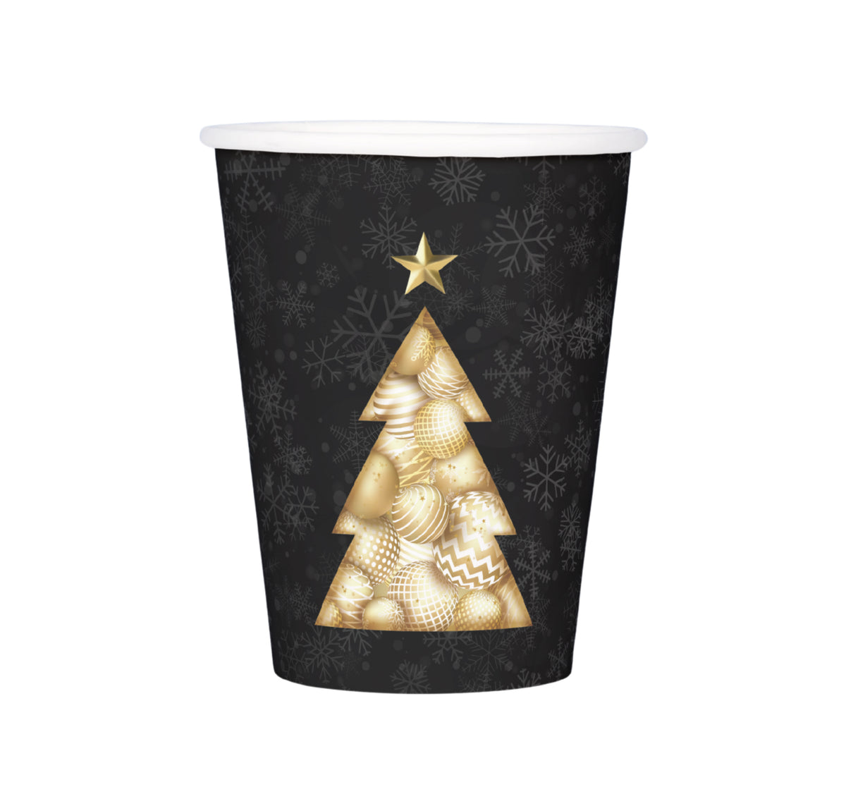 Lot de 10 gobelets à motif sapin doré 25 cl