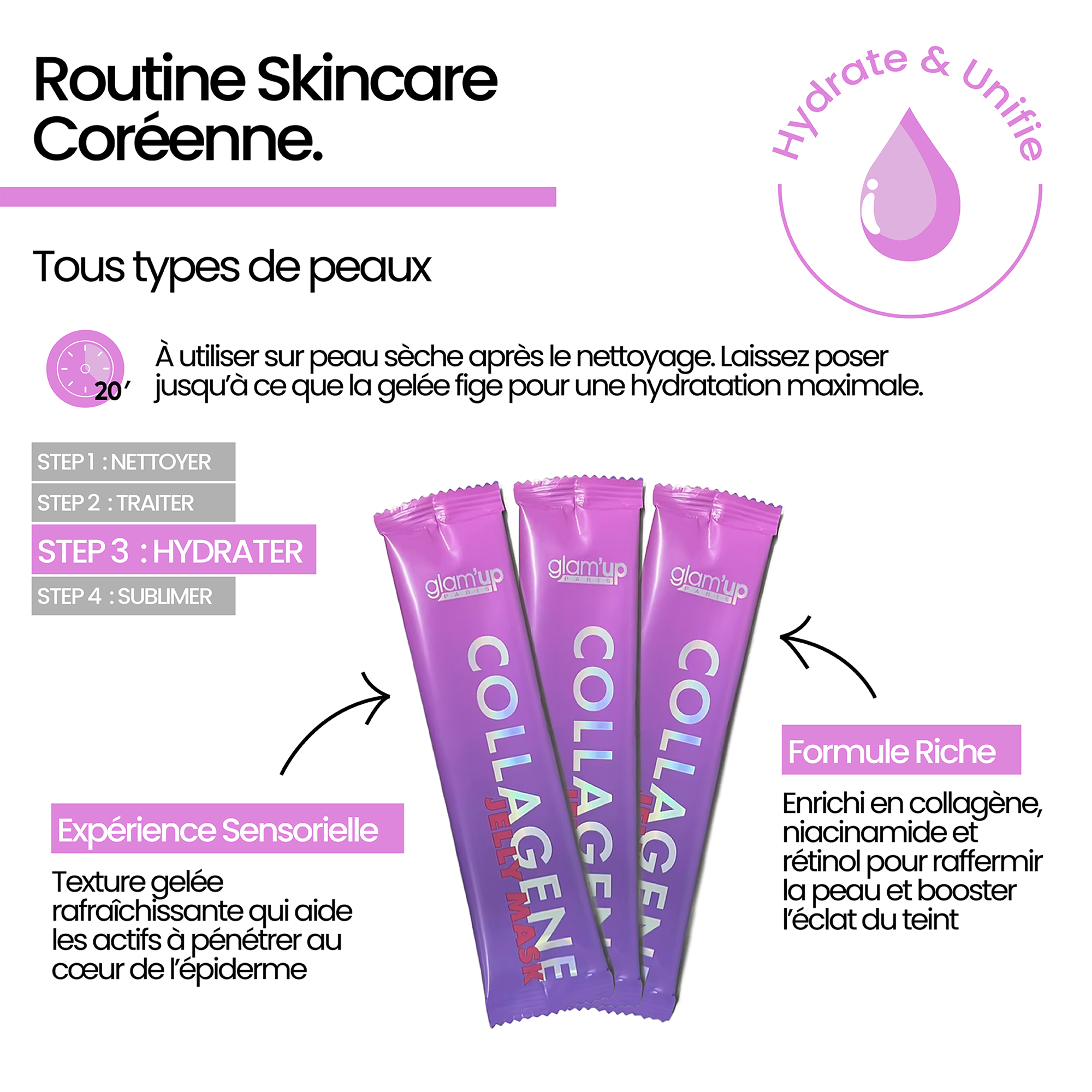 Masque jelly au collagène en poudre x3 sachets