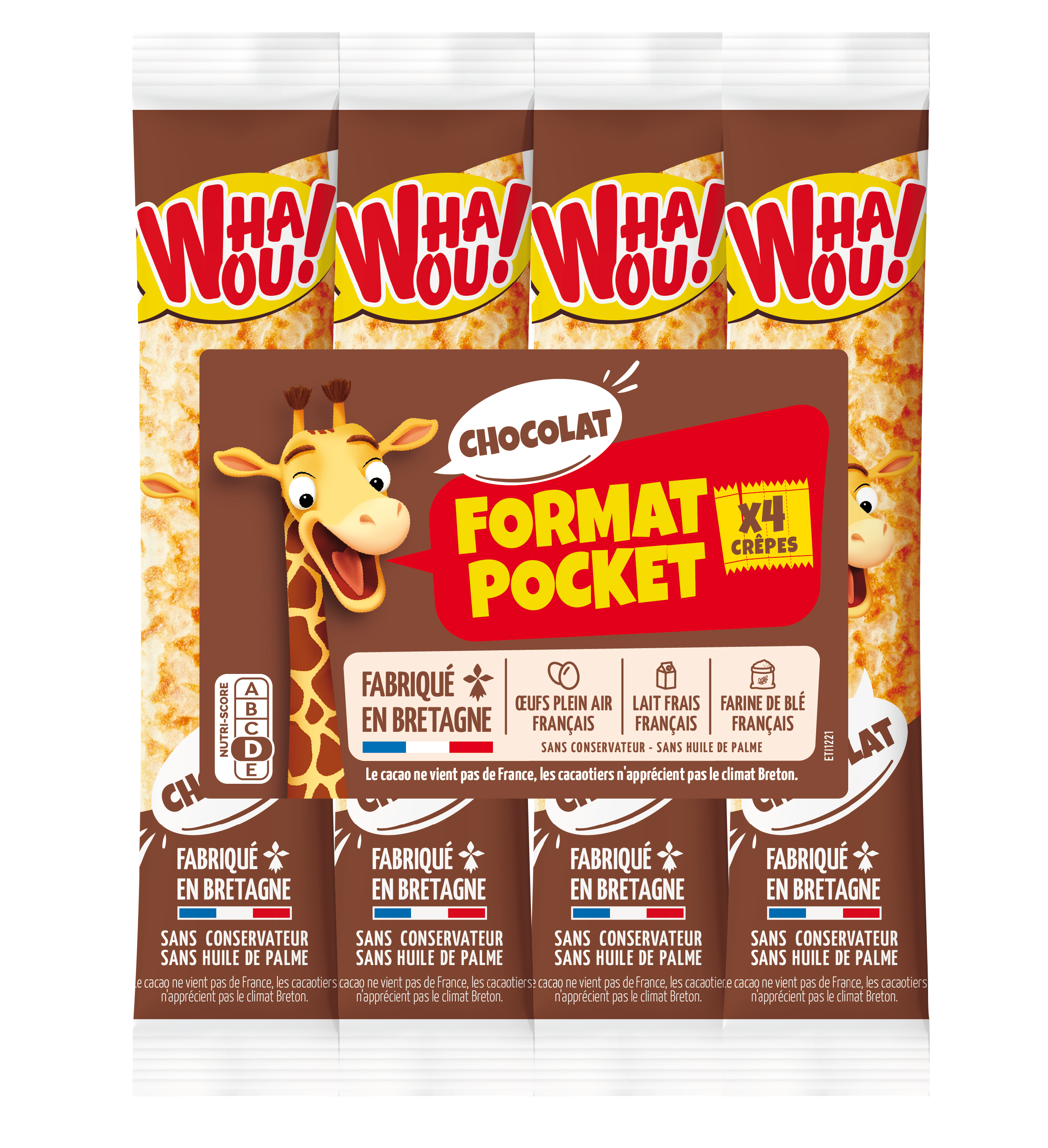 Sachet de 4 crêpes au chocolat whaou