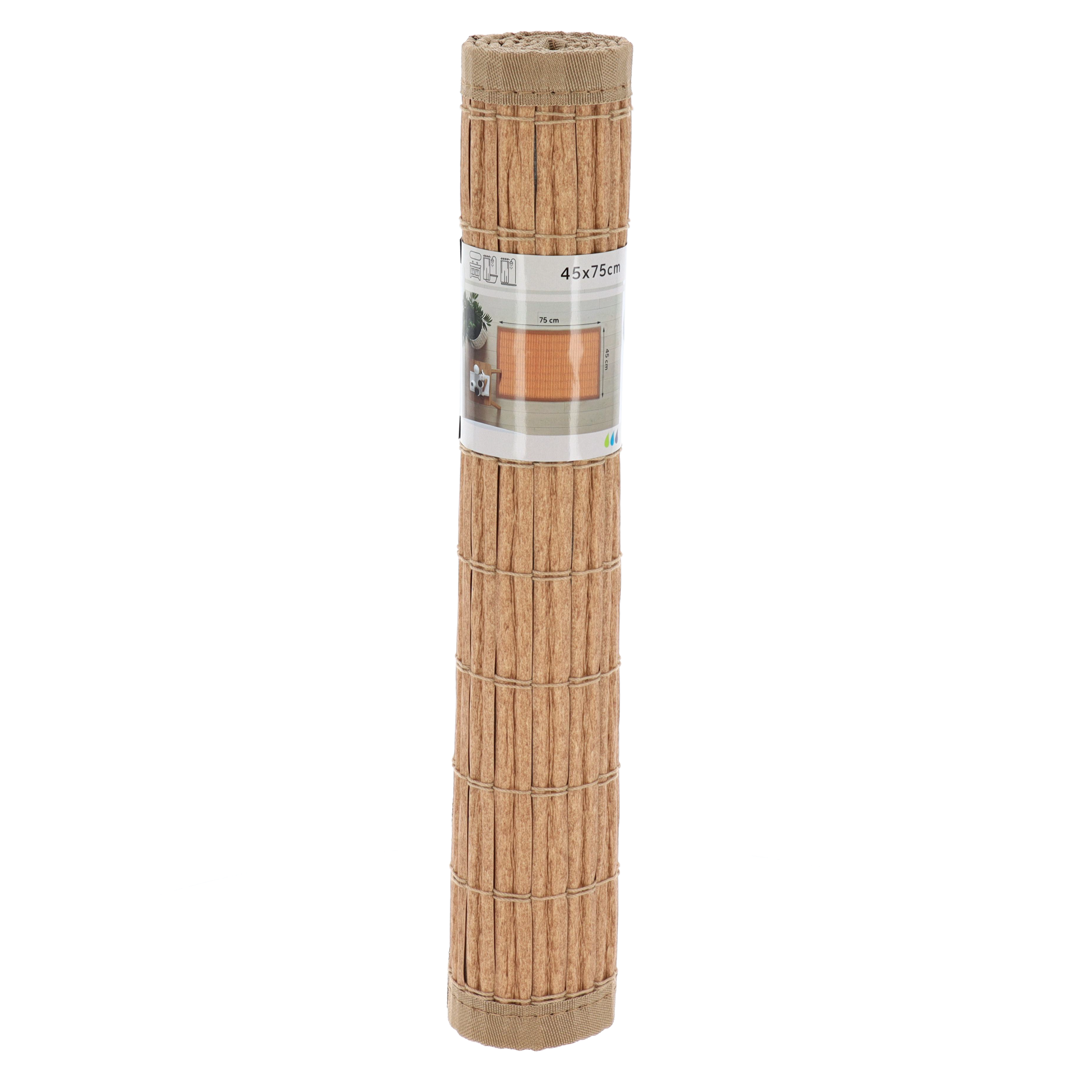 Tapis antidérapant en rotin 45 x 75 cm - Naturel