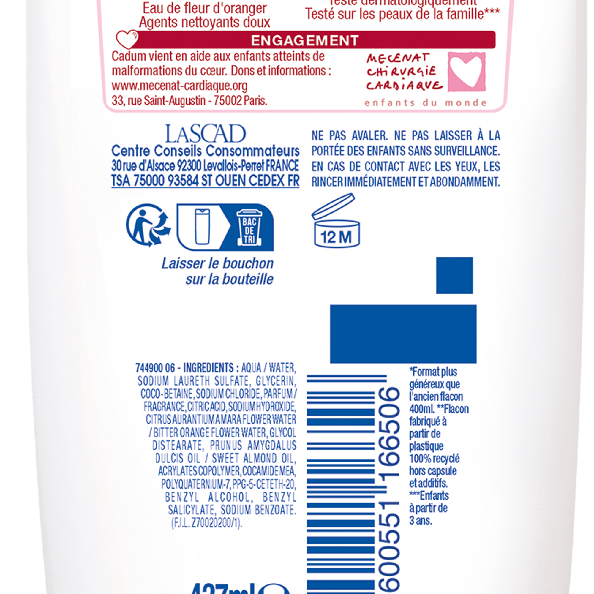 Crème de douche fleur d'oranger