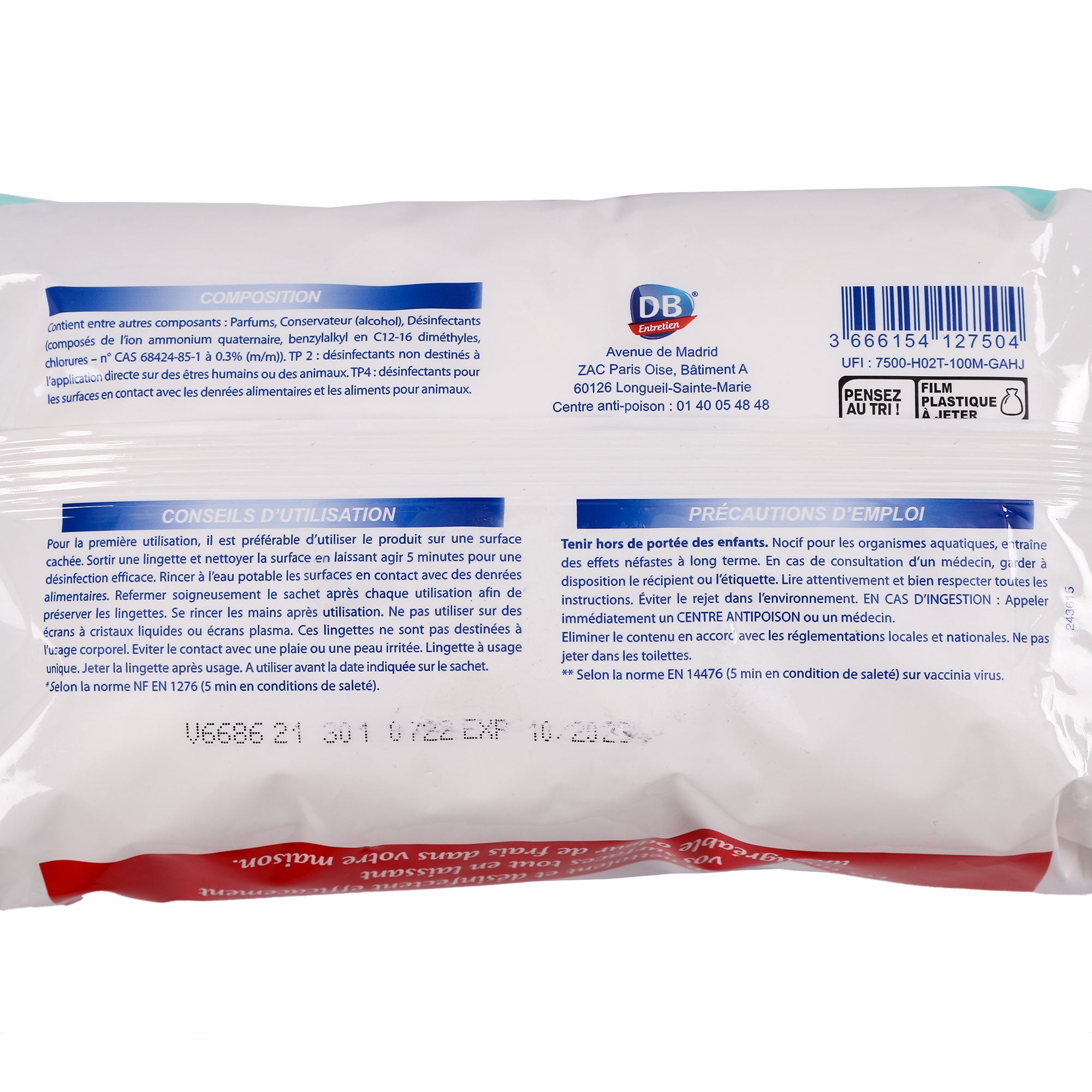 100 lingettes désinfectantes