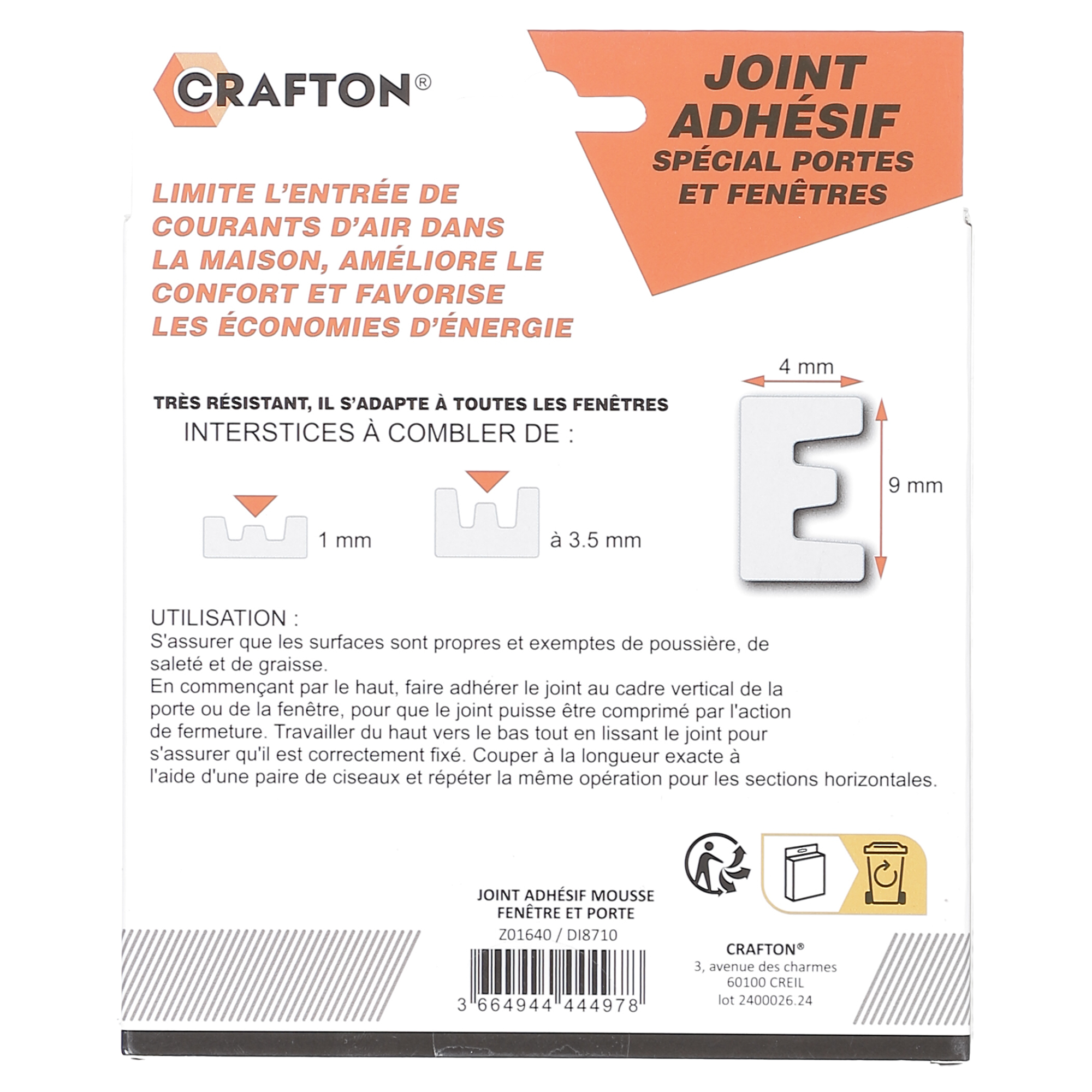 Joint adhésif mousse fenêtre et porte
