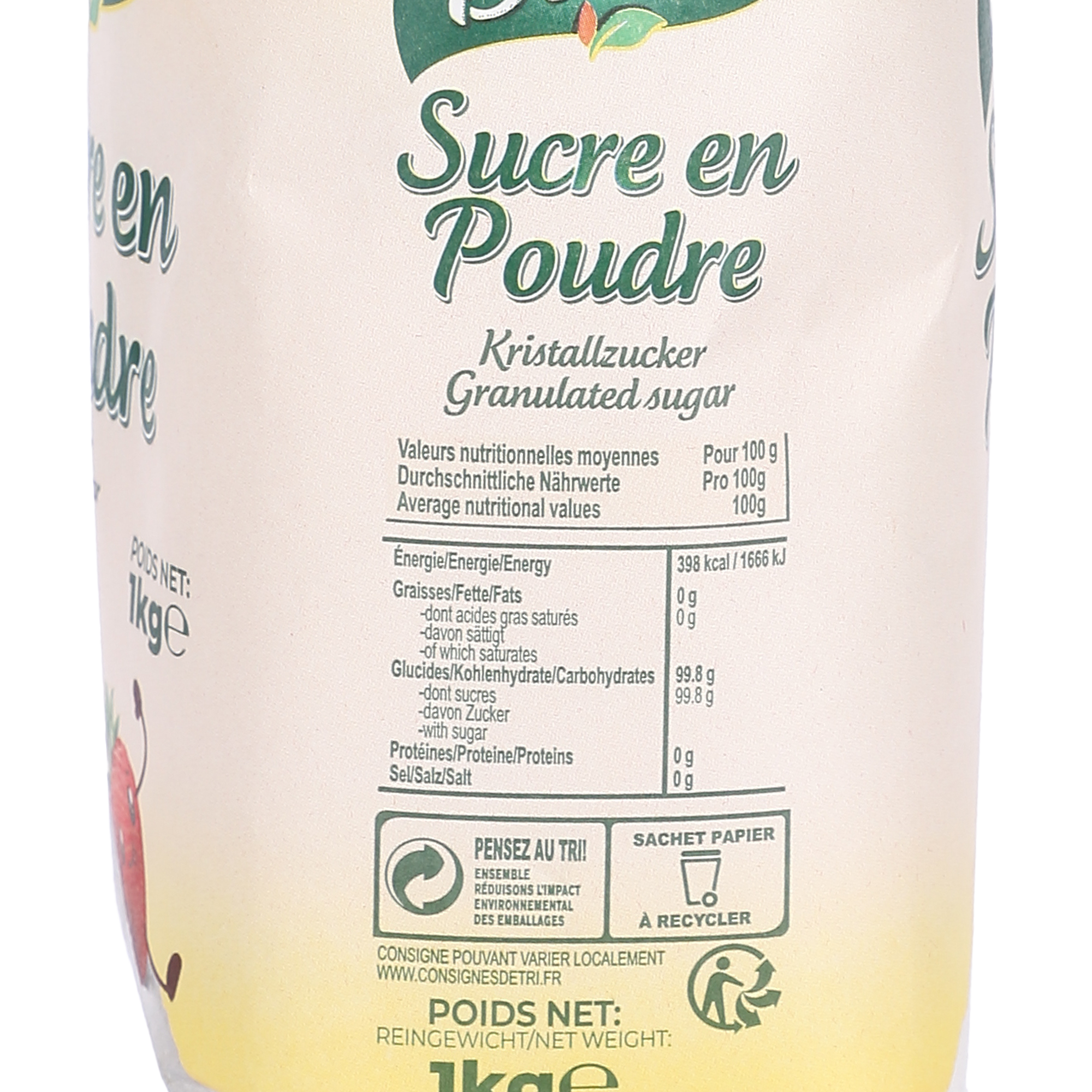 Paquet de sucre en poudre