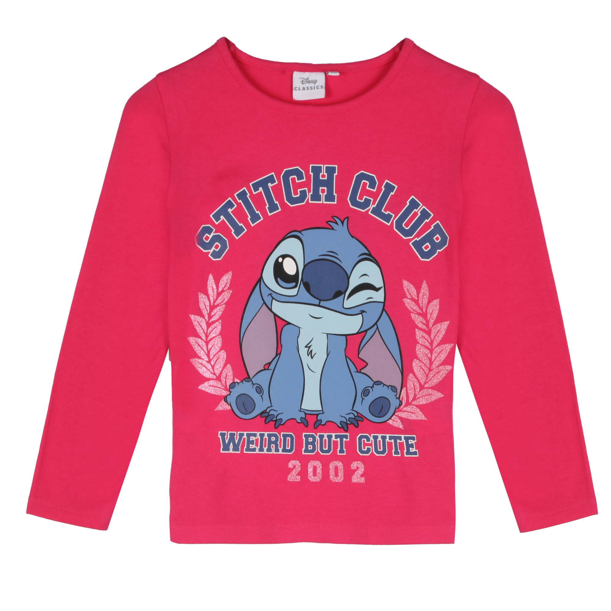 Tee-shirt manches longues rose Stitch pailleté 3/8 ans - Rose