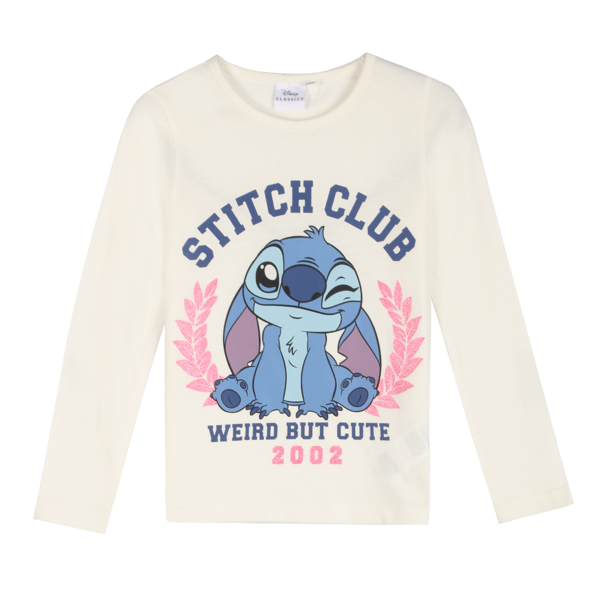 Tee-shirt manches longues pailleté Stitch 3/8 ans - Blanc