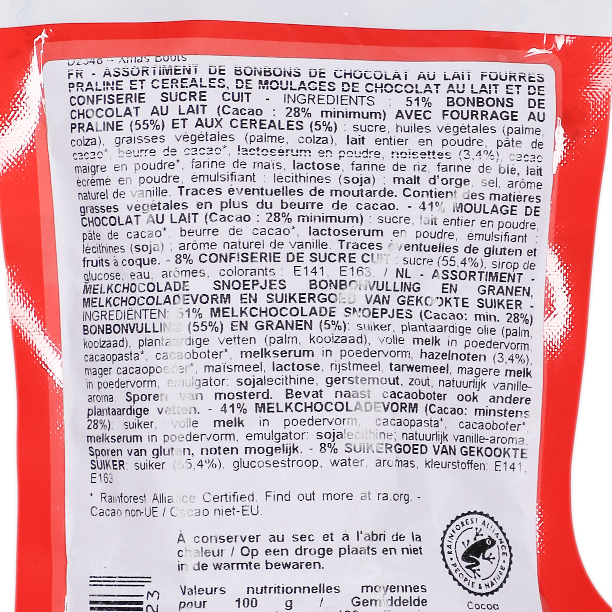 Sachet de chocolat de Noël